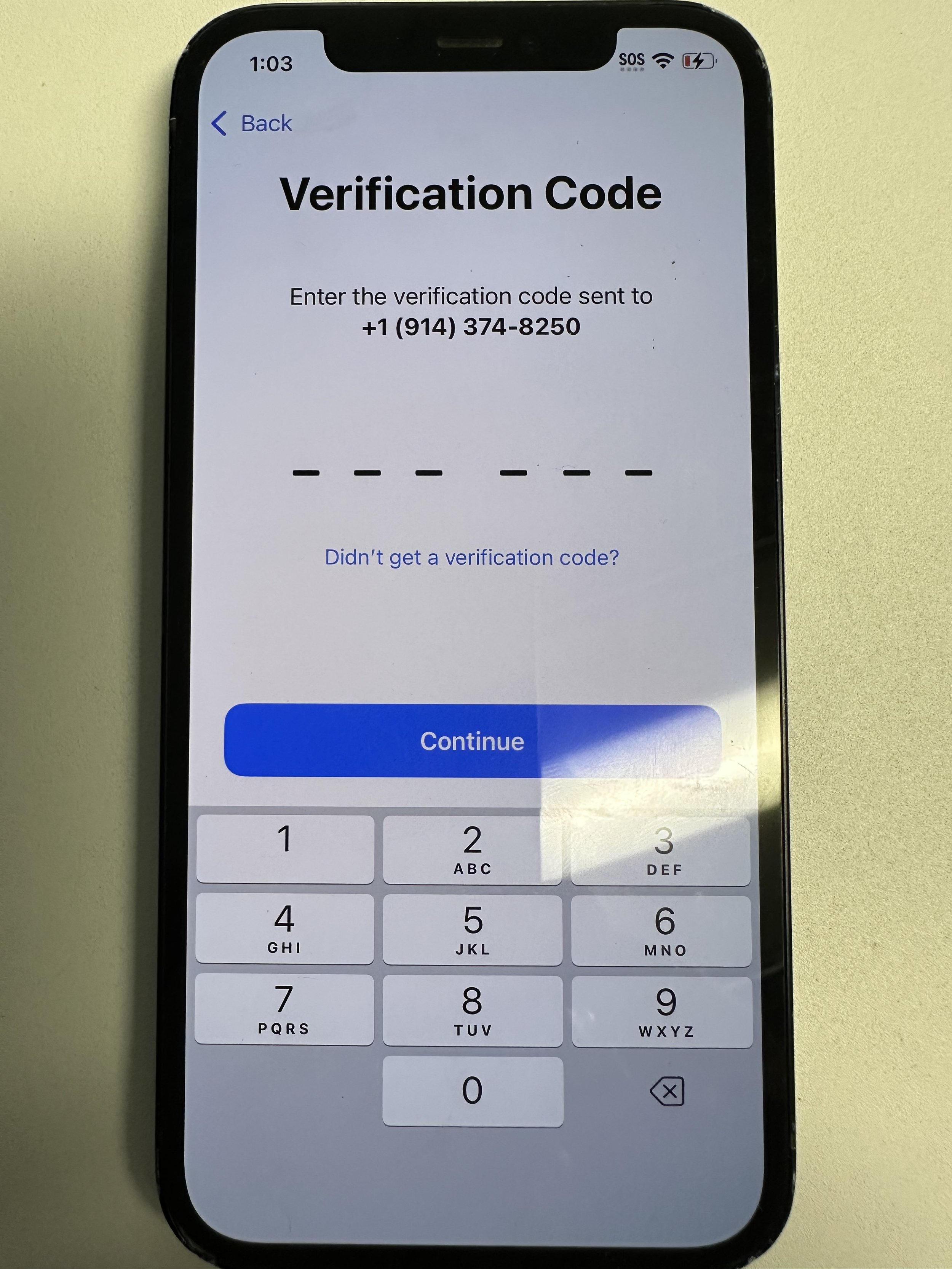 enter verification code