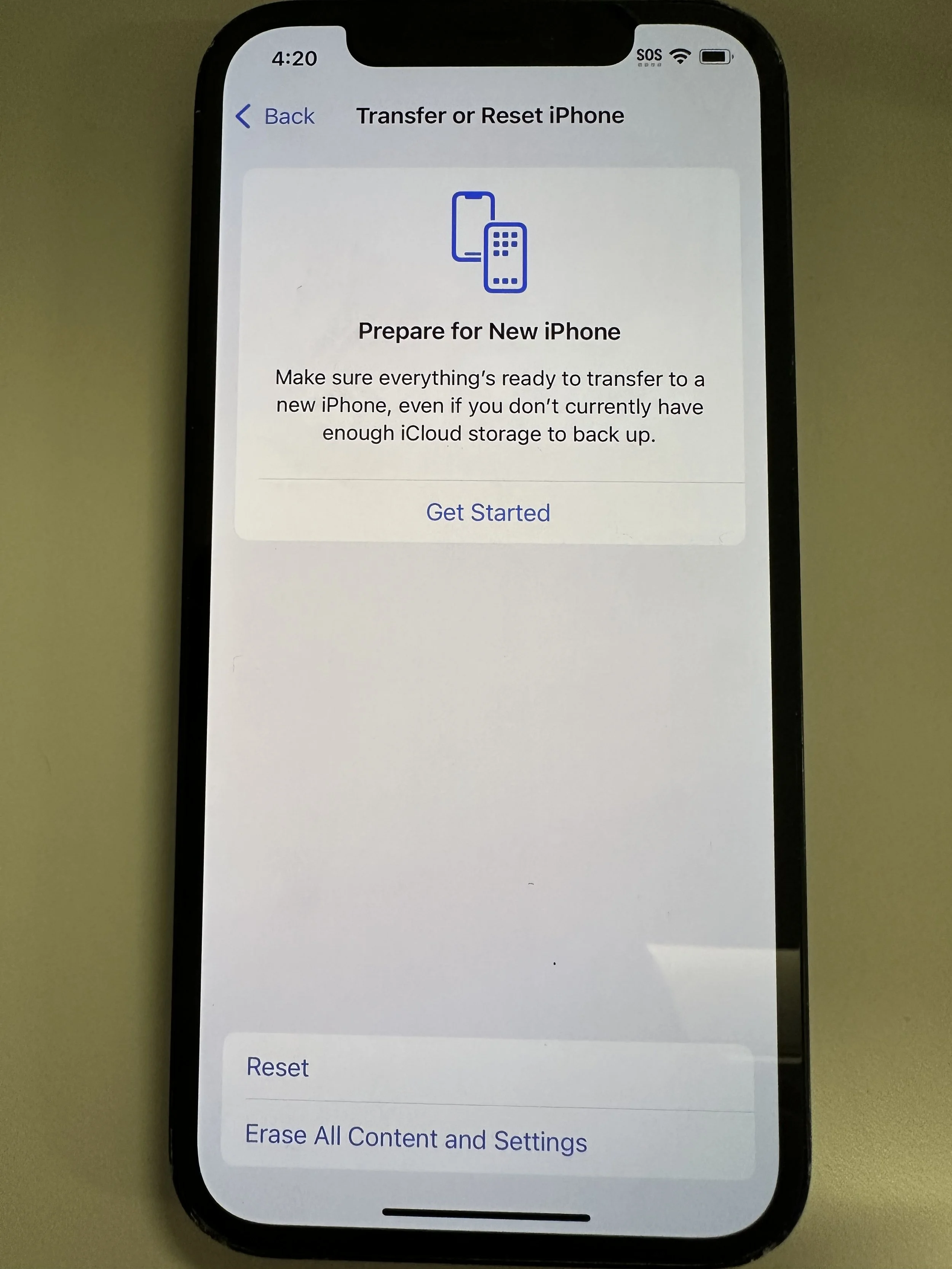  tap Erase All Content and Settings 