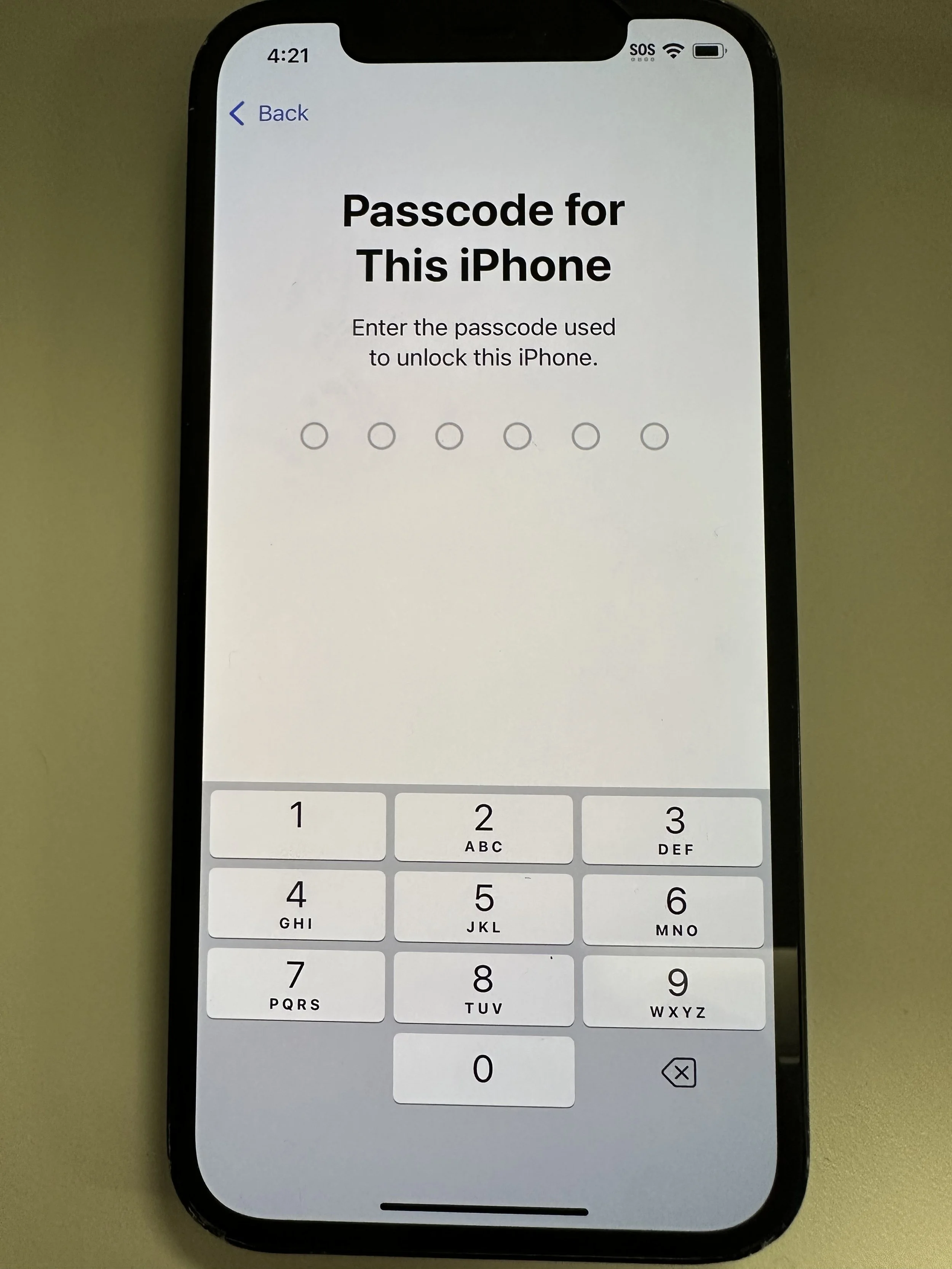  enter passcode 