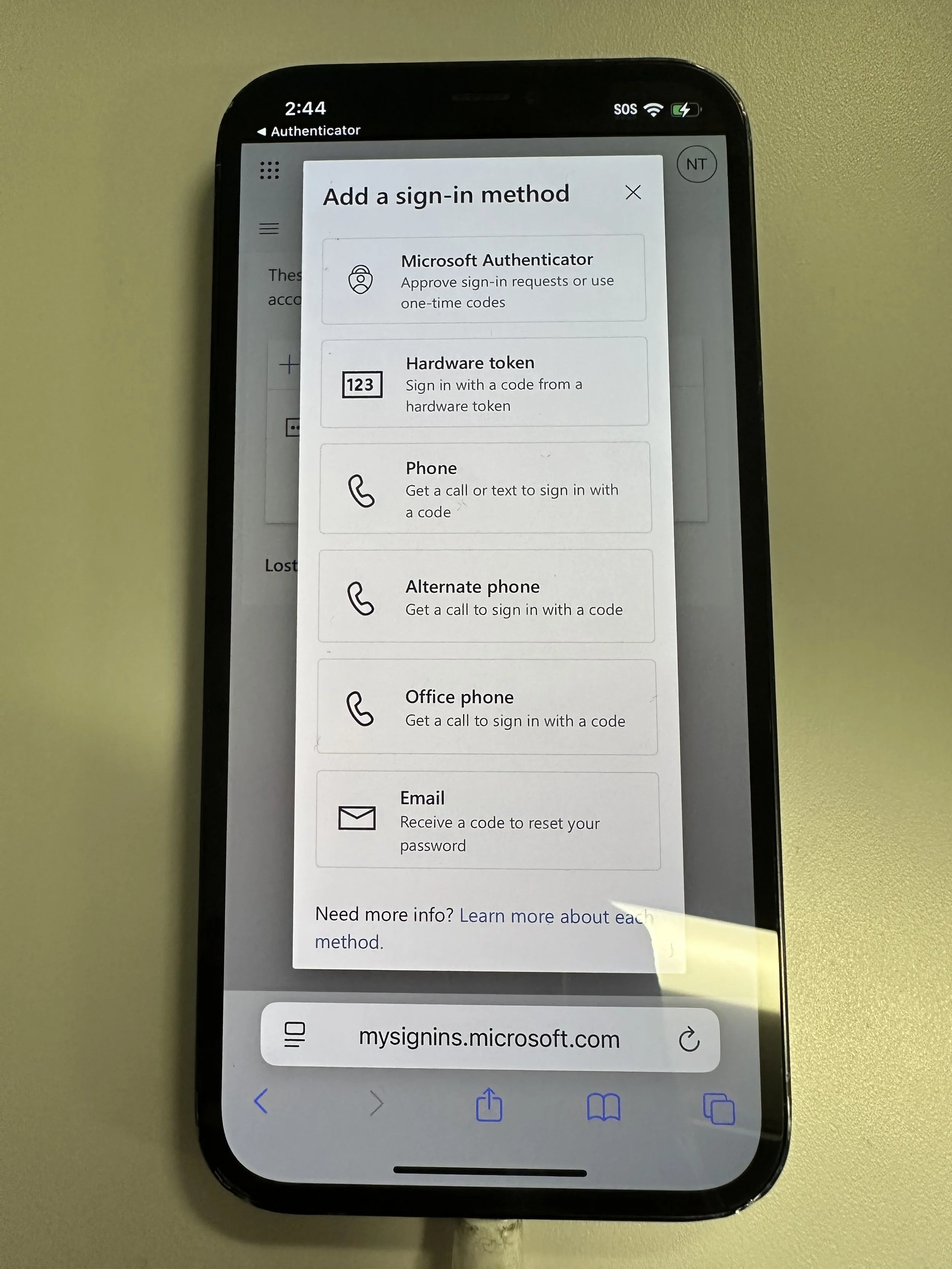  tap Microsoft Authenticator 