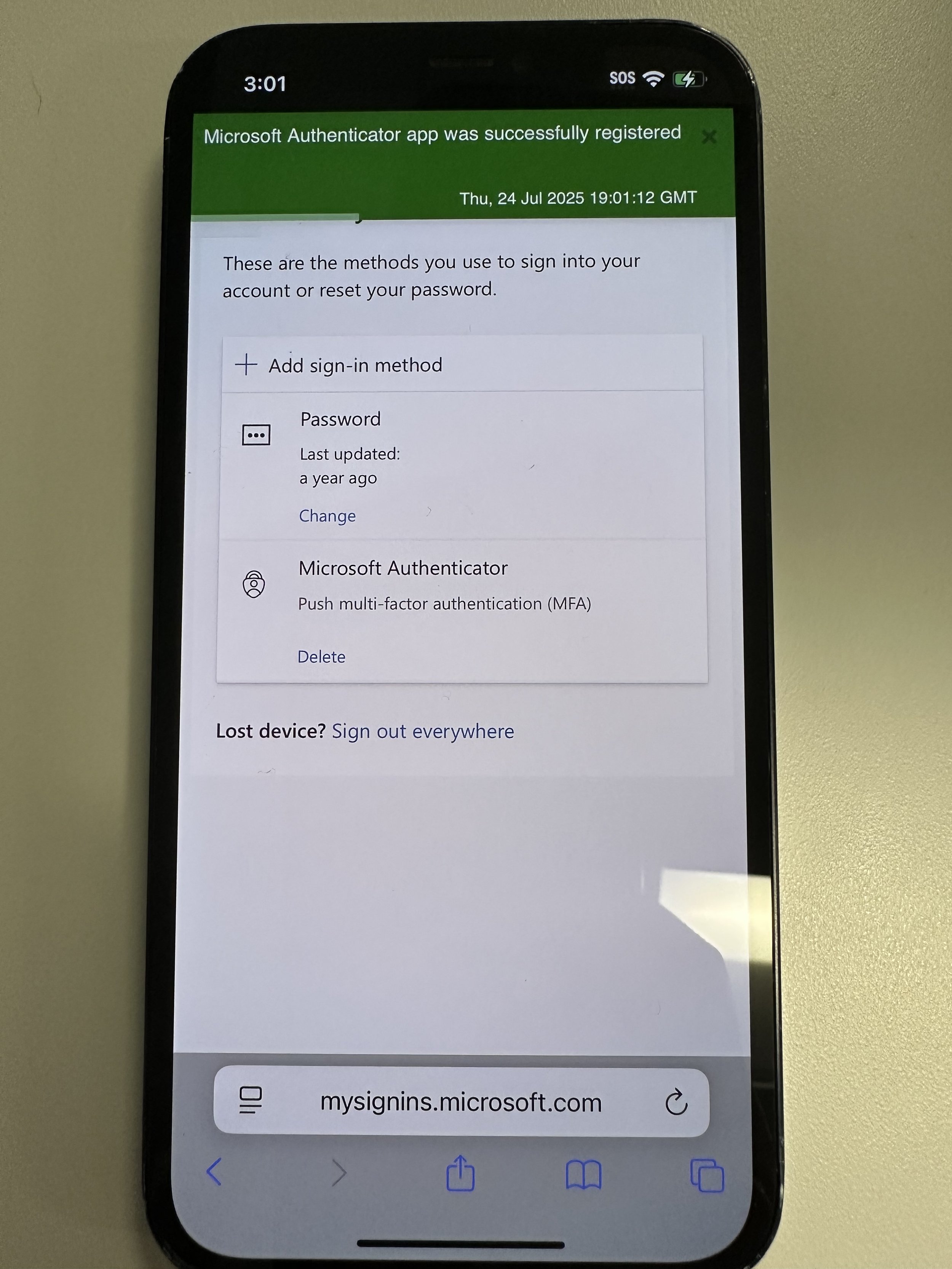  tap Add sign-in method (2nd time) 