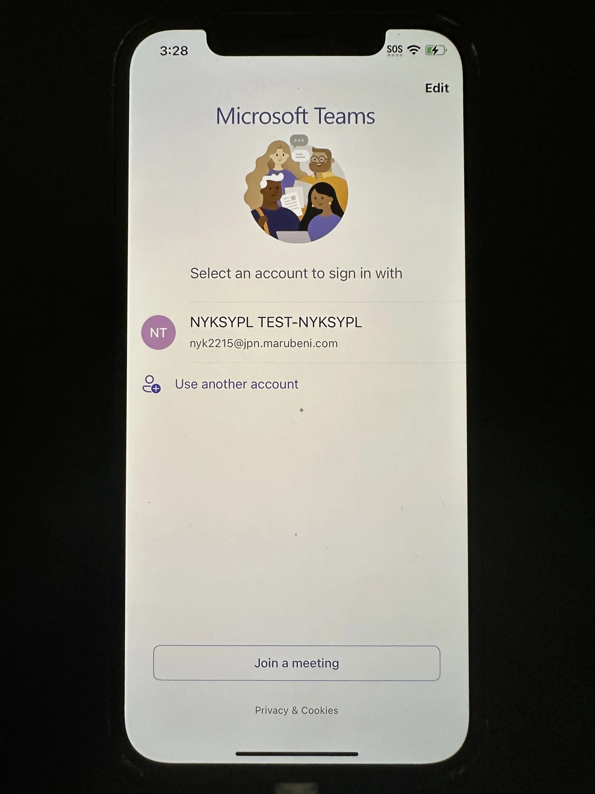  Teams: tap the listed account name. 
