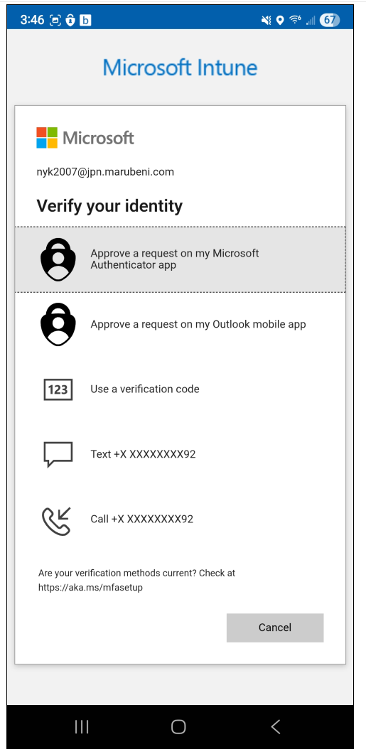  depending on your Microsoft Authenticator registration method, you may get a choice. Choose anything you can perform. 