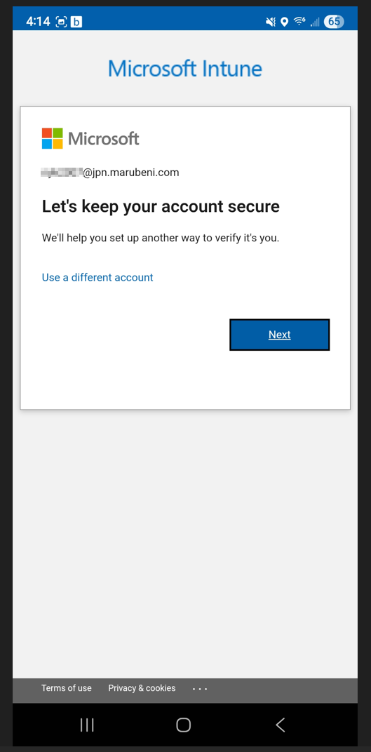  if you do not have any Microsoft Authenticator set up prior, you may get a prompt like this. If so, please follow Microsoft Authenticator setup above. 