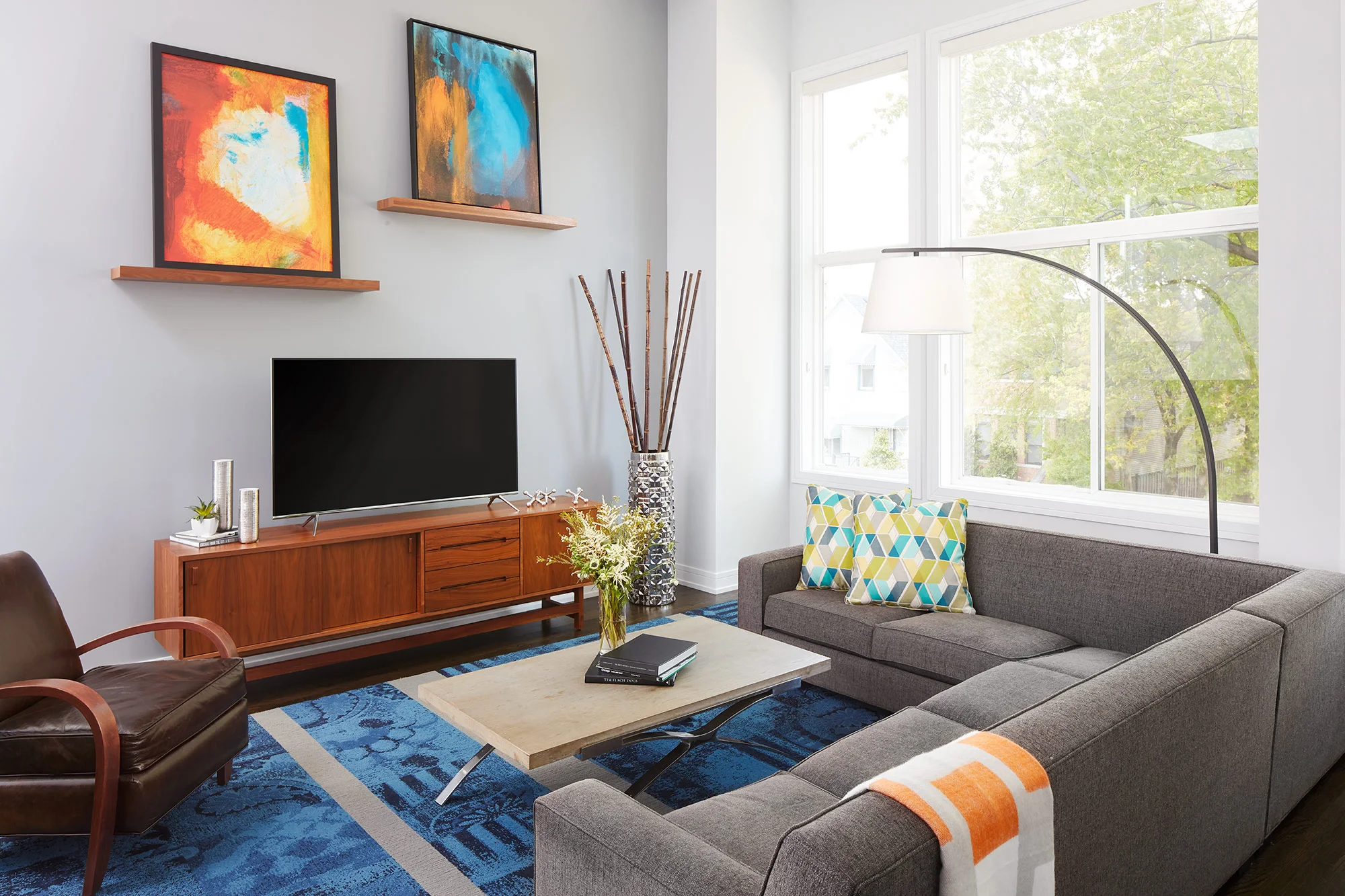 Family Room- Interior Design- Art Curation by Paula Interiors