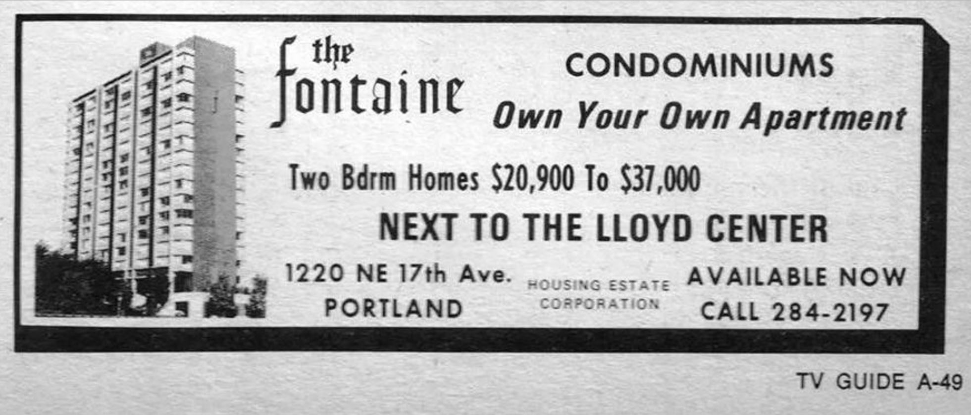The Fontaine was built in 1963 as an apartment building and converted to condos in 1972.