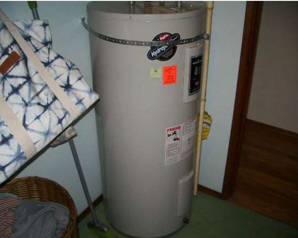 Repair: Hot water heater missing a strap.