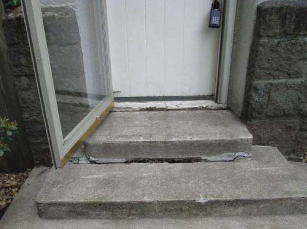 Repair: Concrete crack needs patching.