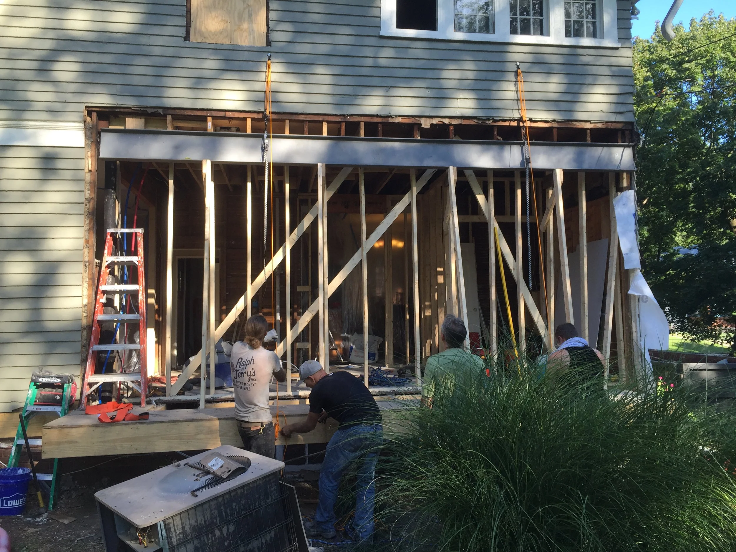 The crew adding additional an extension to the house.