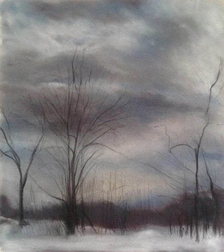 VERMONT WINTER 1985, 22 x 20 inches private collection © 2016, Michael Kirk all rights reserved
