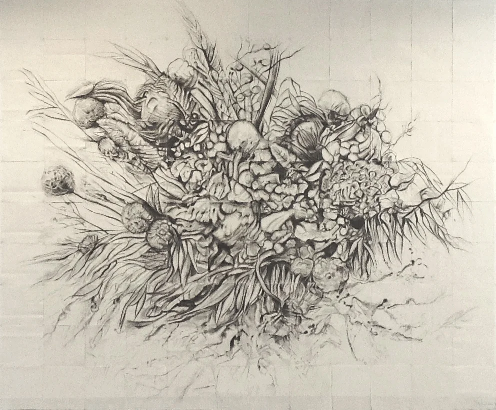 MEMENTO MORI, graphite polyptych, 120 panels, 2013, 130 x 156 inches; © 2016, Michael Kirk, all rights reserved