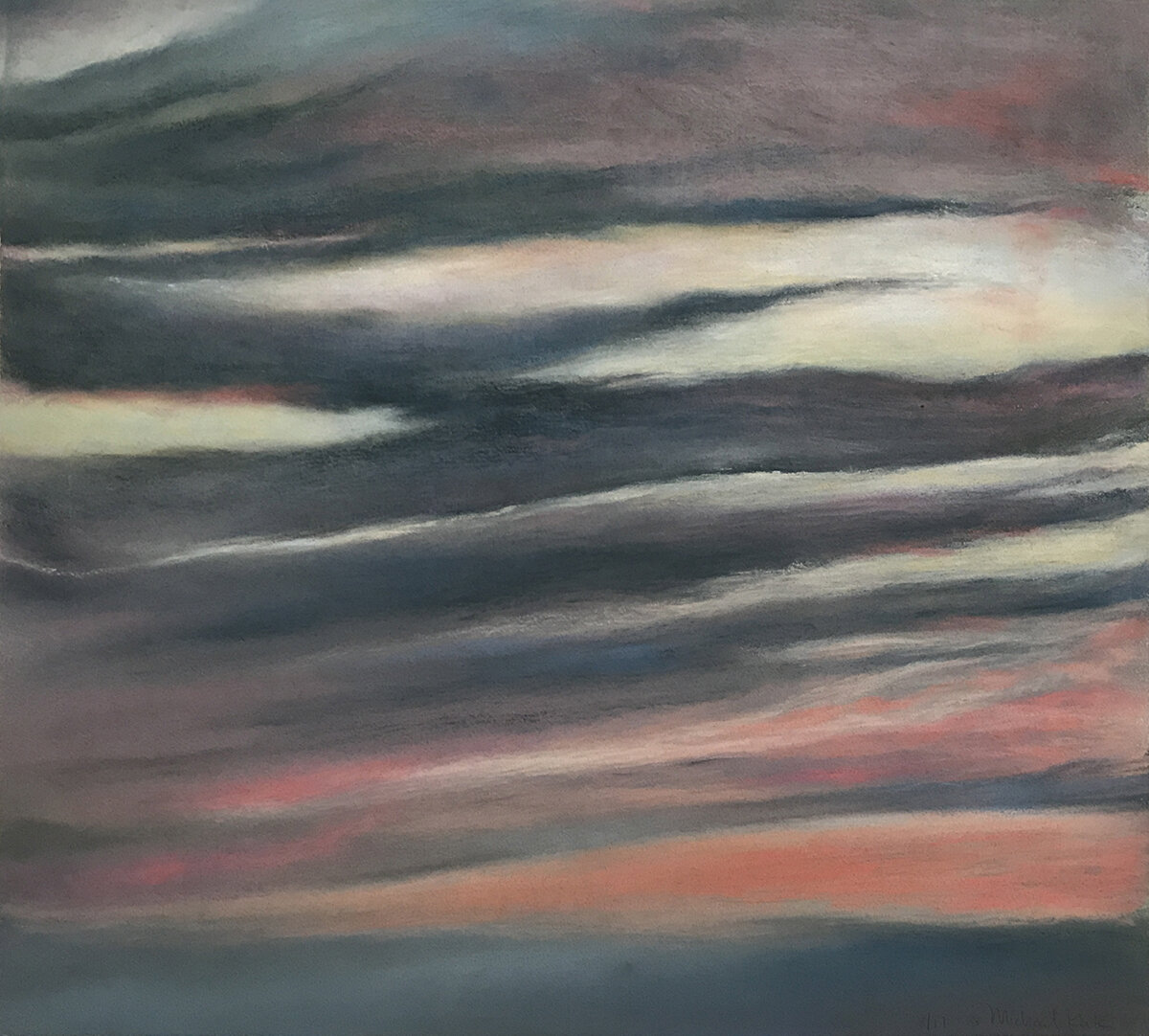  STRIPED SKY 1990, 20 x 22.5 inches private collection @2020, Michael Kirk all rights reserved 