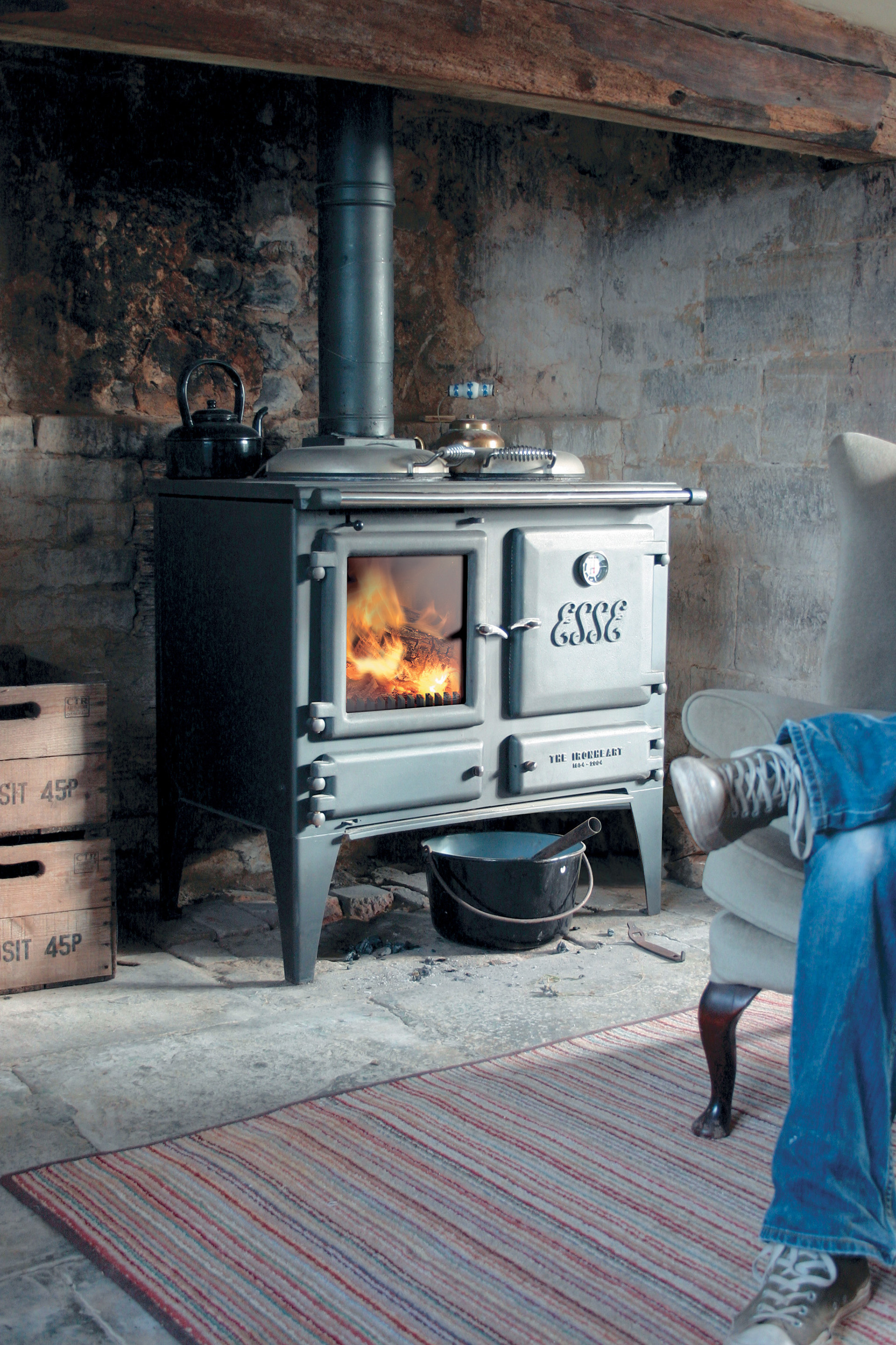 Editors note: Not my shoe, or 200 year old fireplace. Photo credit: Esse Engineering.