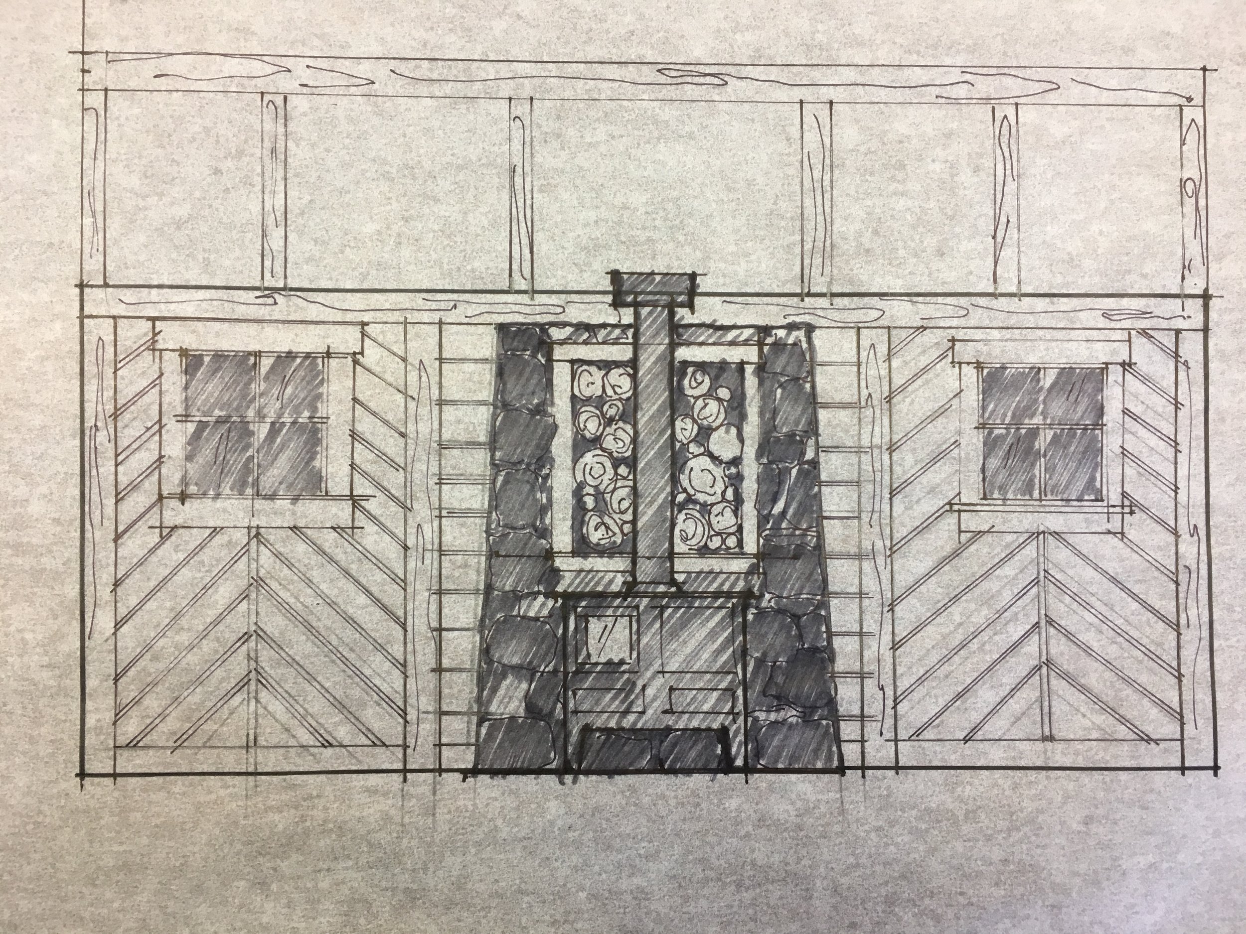 A quick study of the Esse Ironheart. Looks good, let's proceed. Why is one window bigger than the other...too much turkey. 