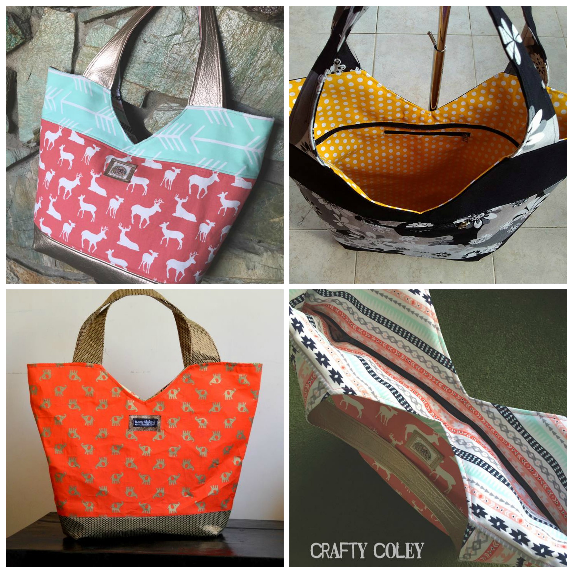 Color block tote bag sewing pattern — Toriska