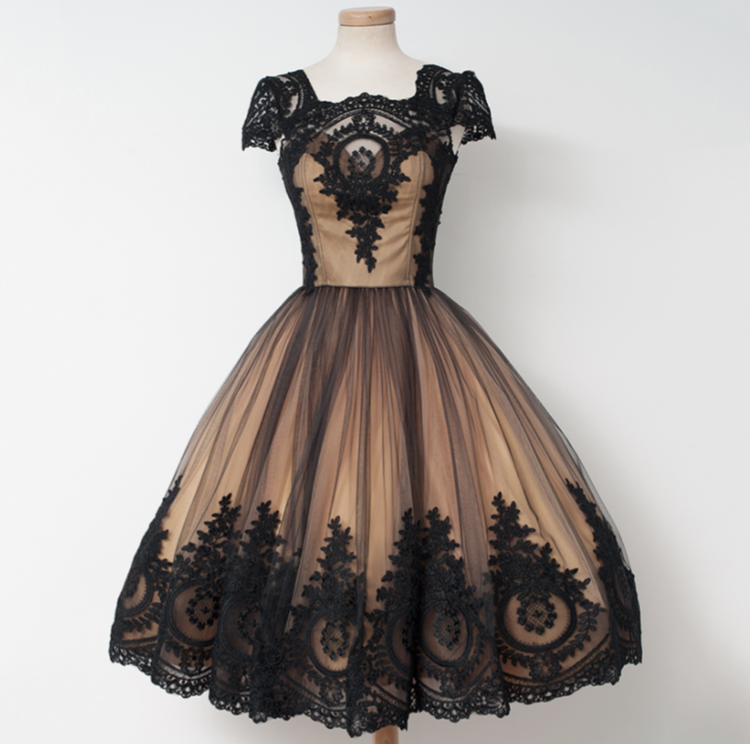 sewing a homecoming dress Sheer-Bodice Homecoming Dress with Embroidered Lace Blush / Medium main image 1