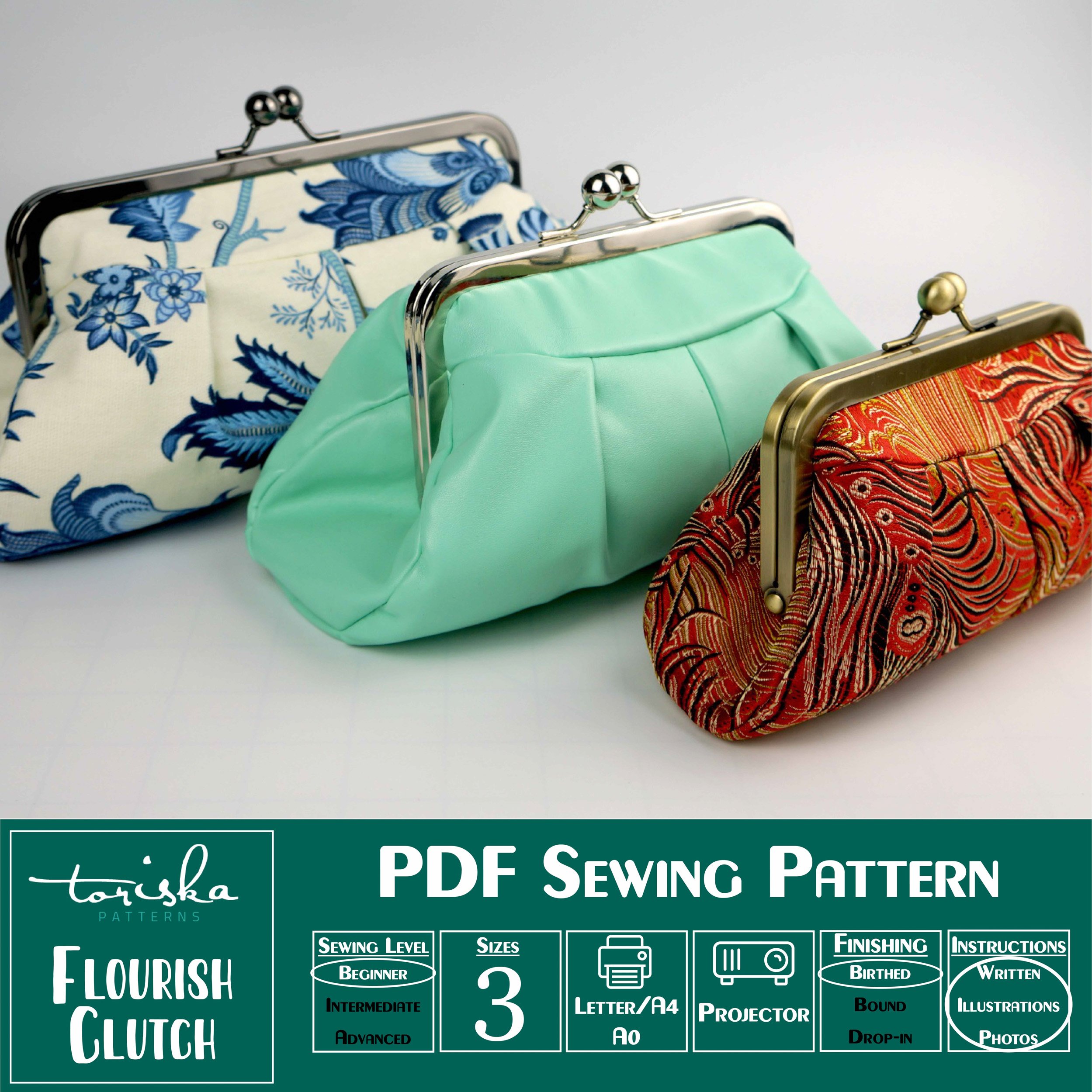 Leather Clutch Bag PDF Pattern/ Diy / Bag Template / 