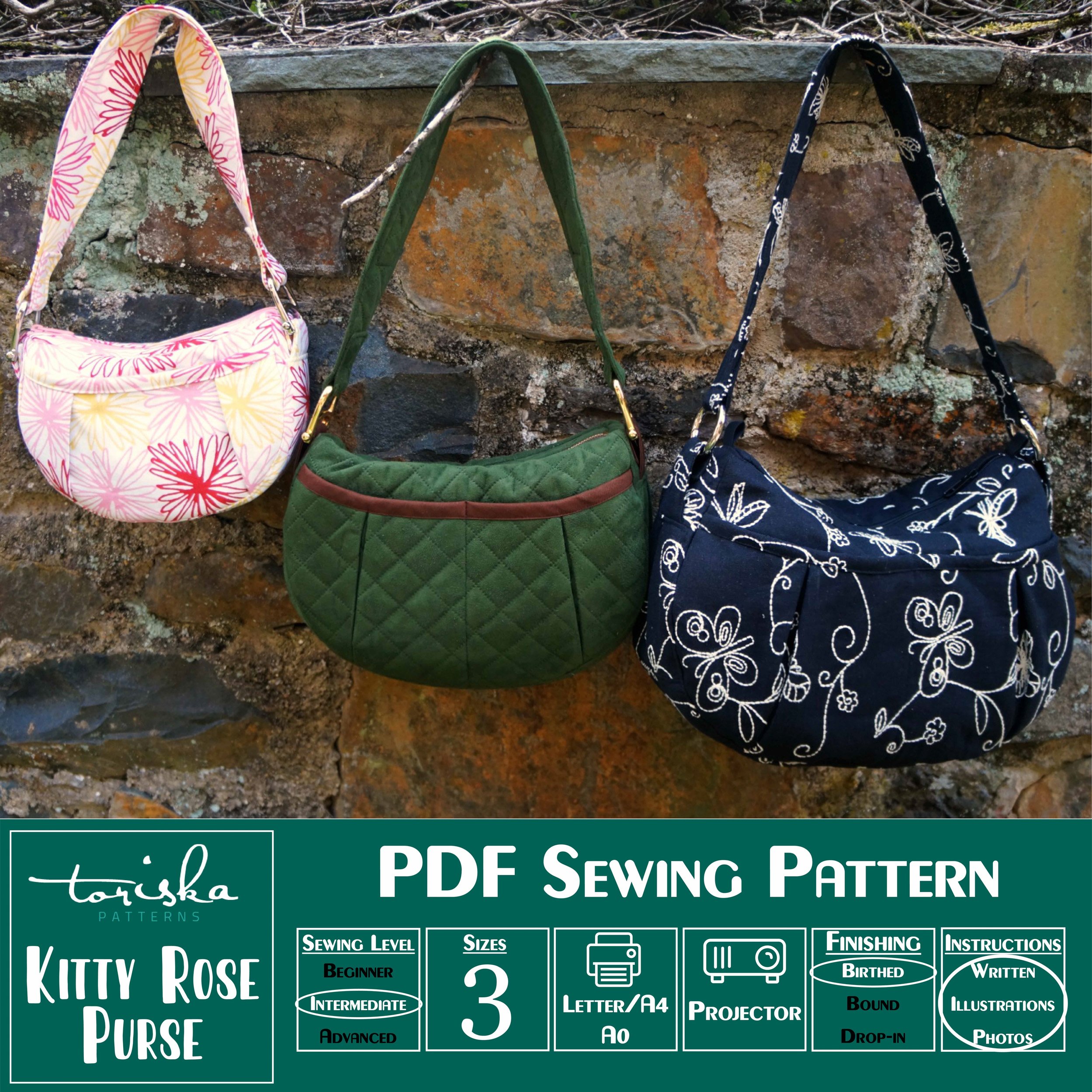 Slouchy zipper handbag sewing pattern — Toriska