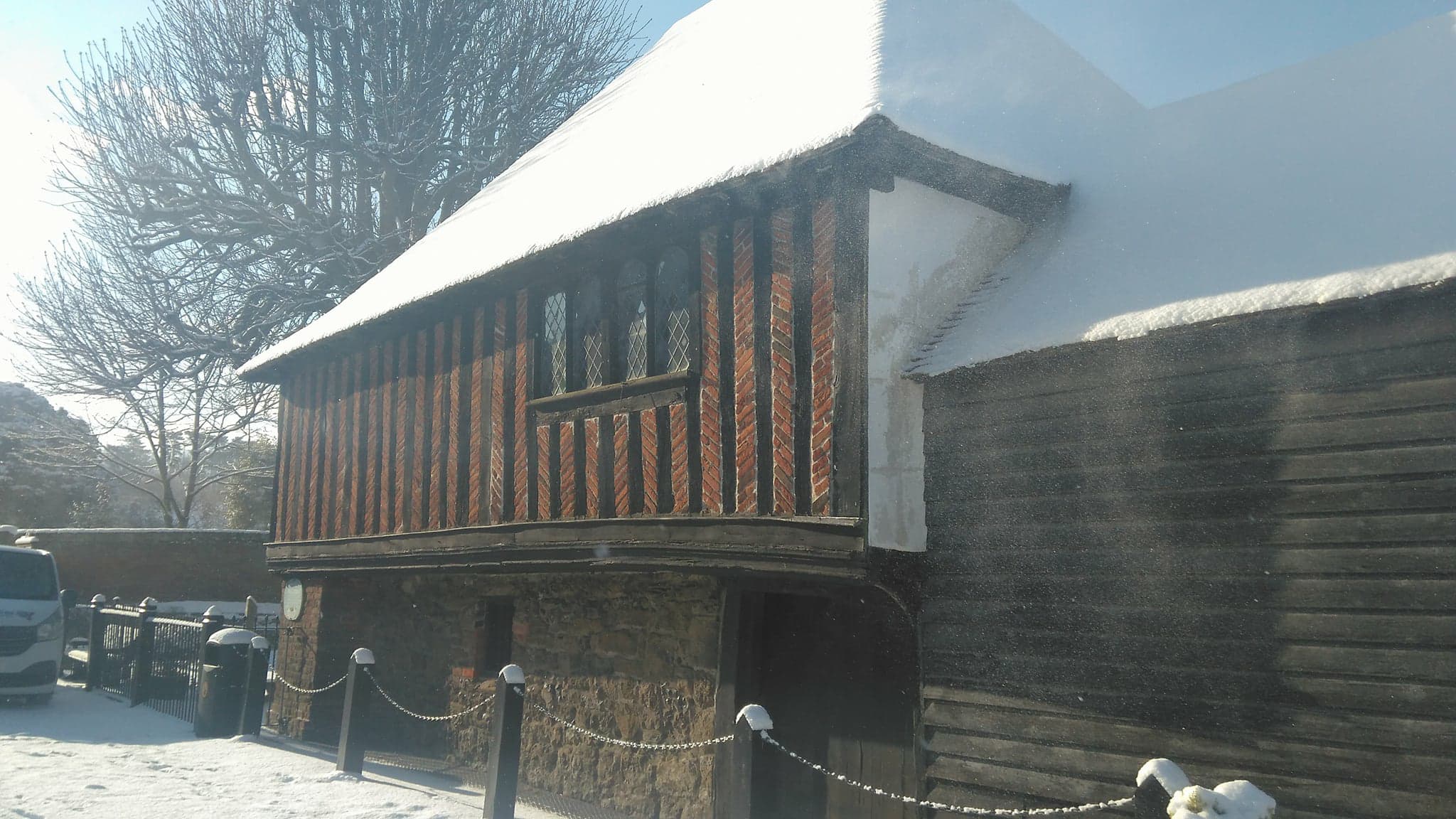 Fordwich town hall in the snow