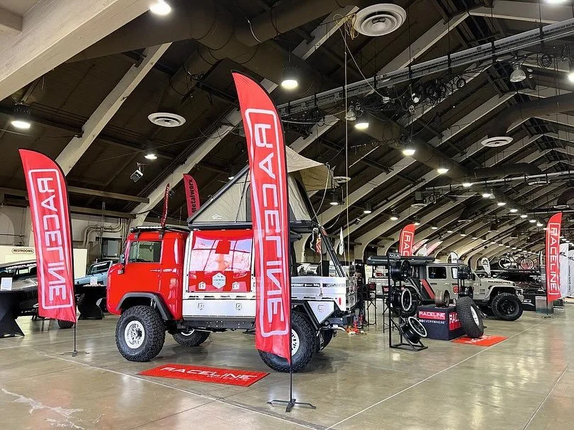 Indoor event set up includes branded flags, floor mats, table covers, product stands and stickers for you customers.