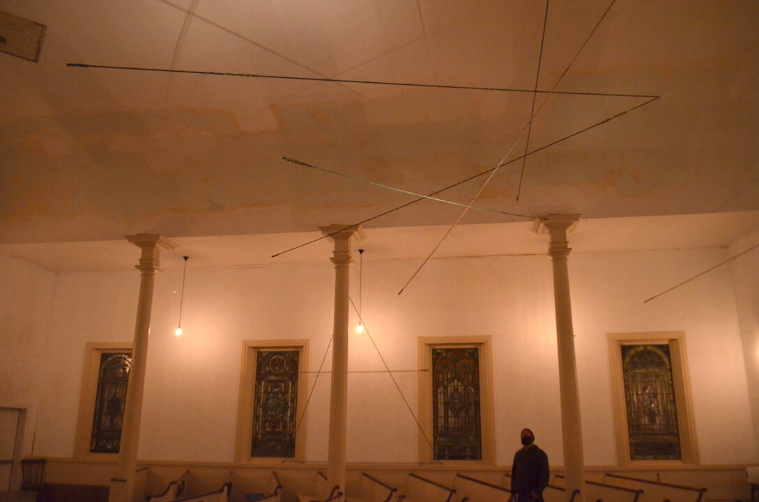 Employing the great acoustics, light and presence of the church, the work culminated in an opening night with live music as well as collaborative readings including a list read aloud that was inspired by our time in Eastport. The list was a collabor
