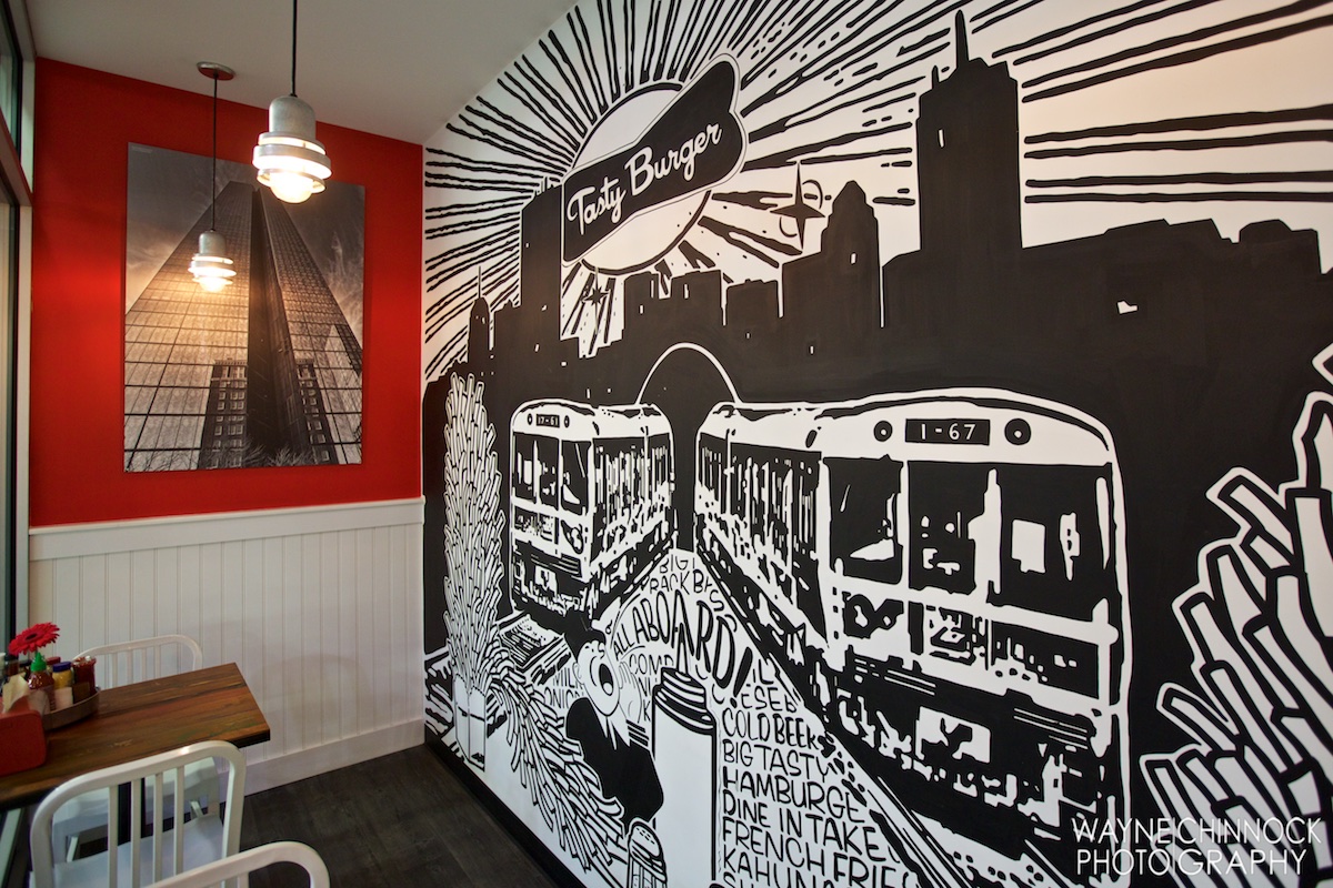 Commissioned wall mural for Tasty Burger Restaurant