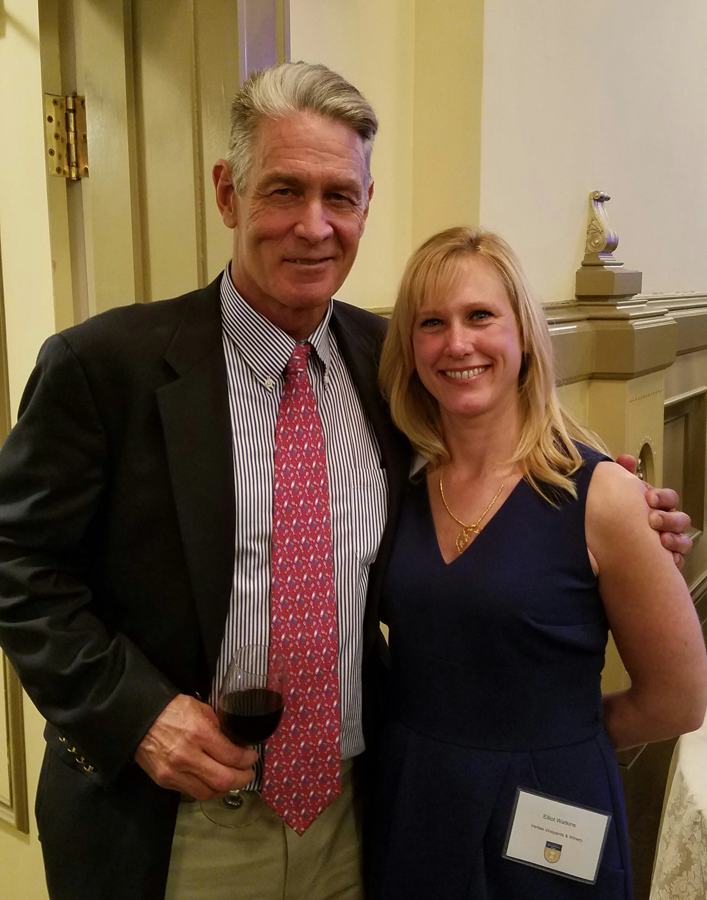 David King of King Vineyards and Emily Pelton of Veritas Vineyards, award winners at last night 2017 Governor's Cup Gala in Richmond.