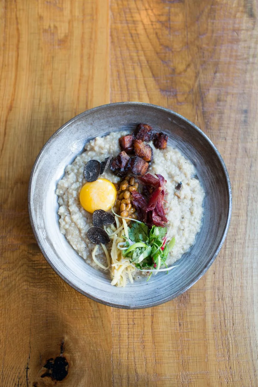 Breakfast congee bowl by Chef Tim Ma (Photograph by Reema Desai)