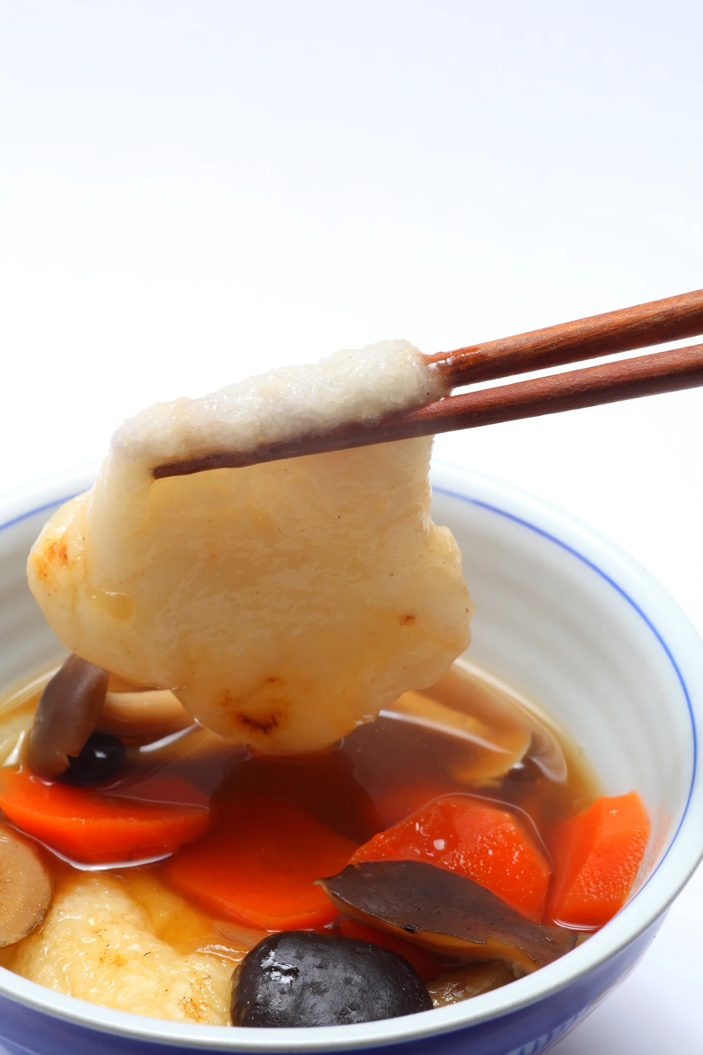 Mochi, a rice cake, is a key ingredient in zōni which is eaten on new year's day.