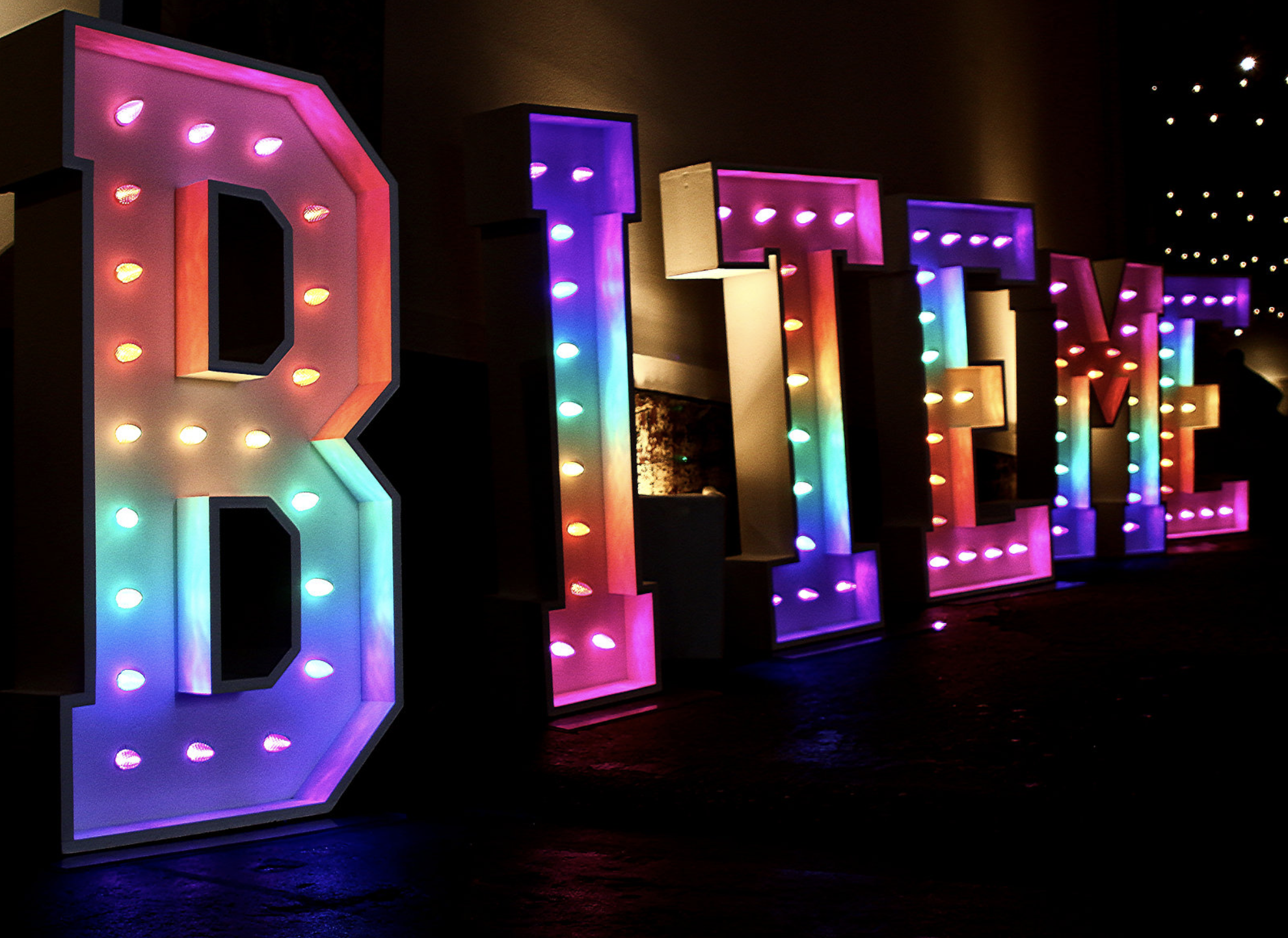 BITE ME marquee letters by BRIGHTLY Ever After. 