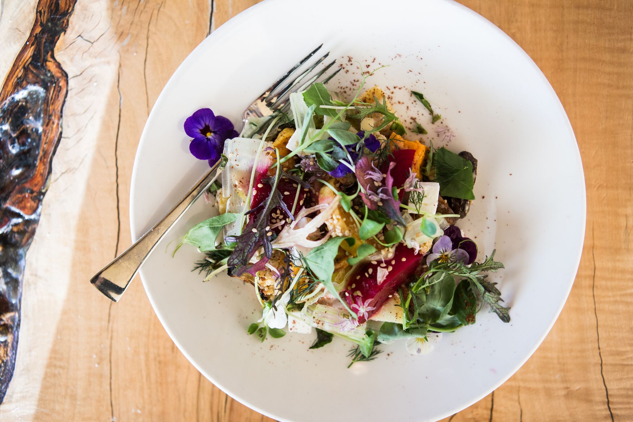 Vegetable salad at farm-to-table restaurant Local Roots