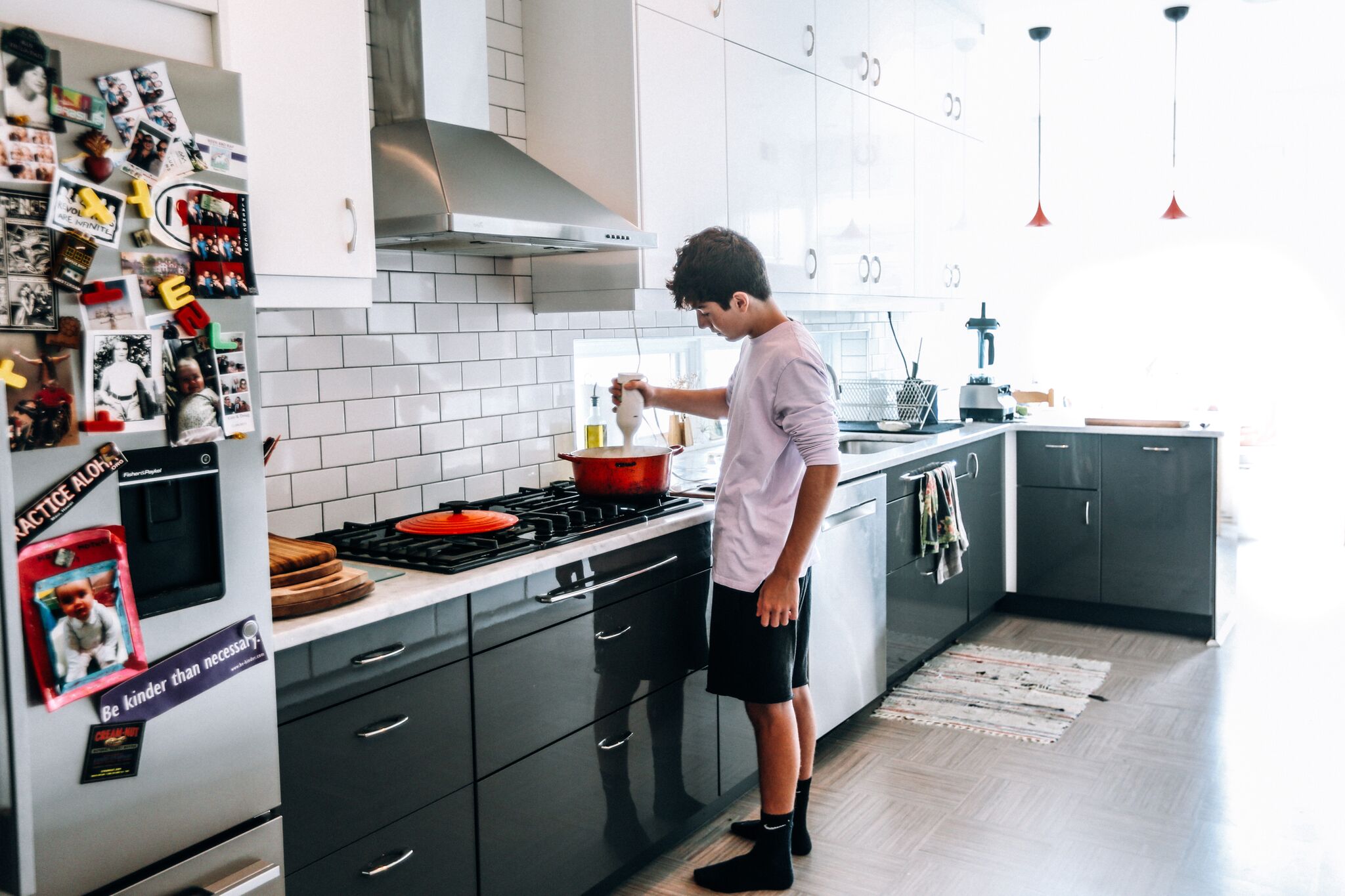 Pereira preparing his one-pot soup.