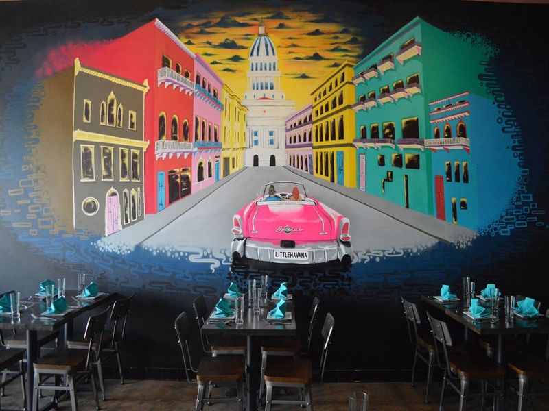 Little Havana beckons diners in with colorful murals.