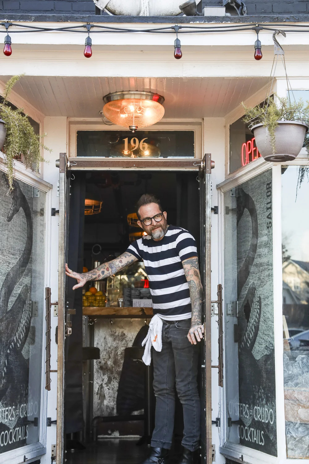 Scott Herbst welcomes guests to Sailor Oyster Bar.