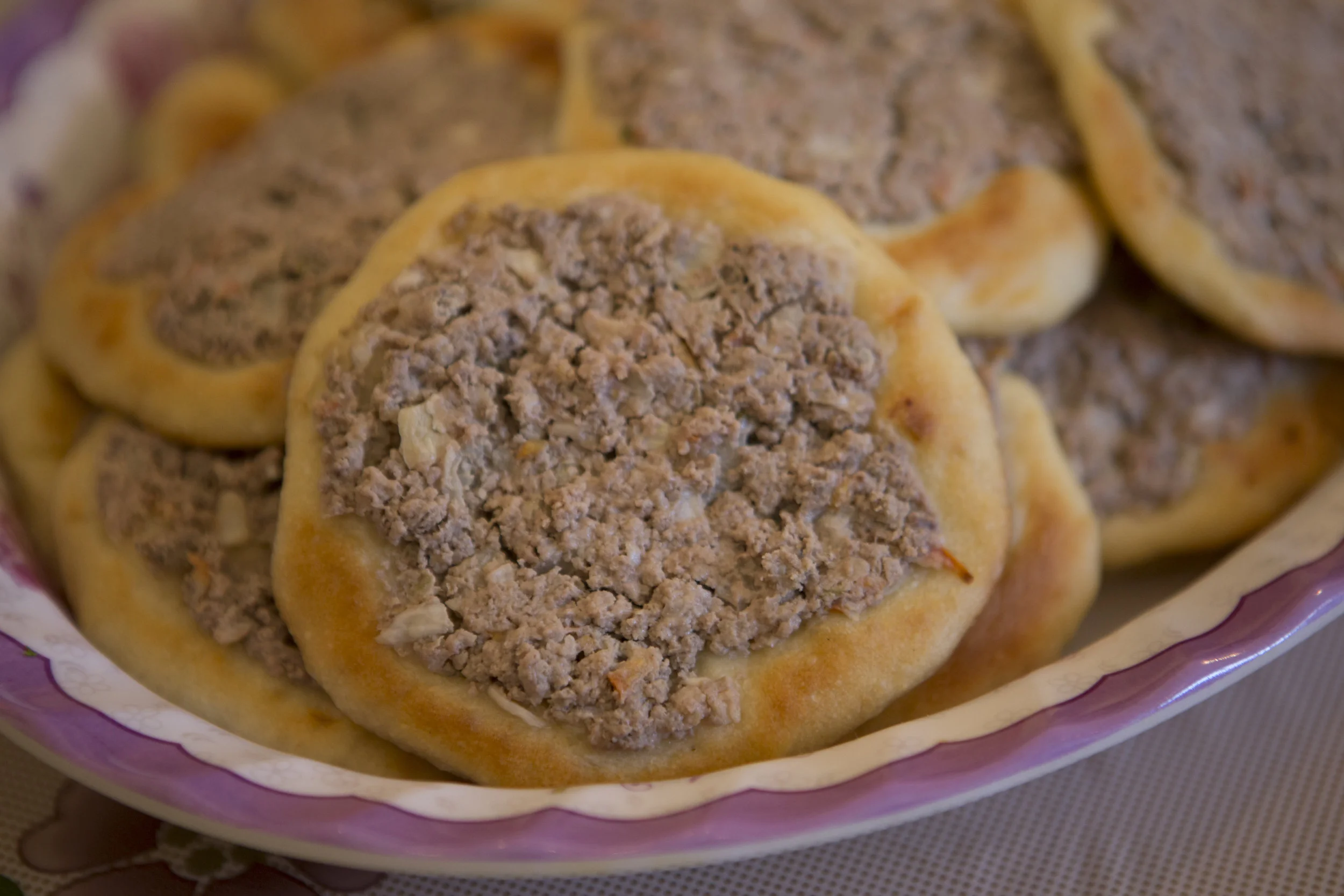 Palestinian meat pies made fresh by the amazing women we met in Aqbat Jaber
