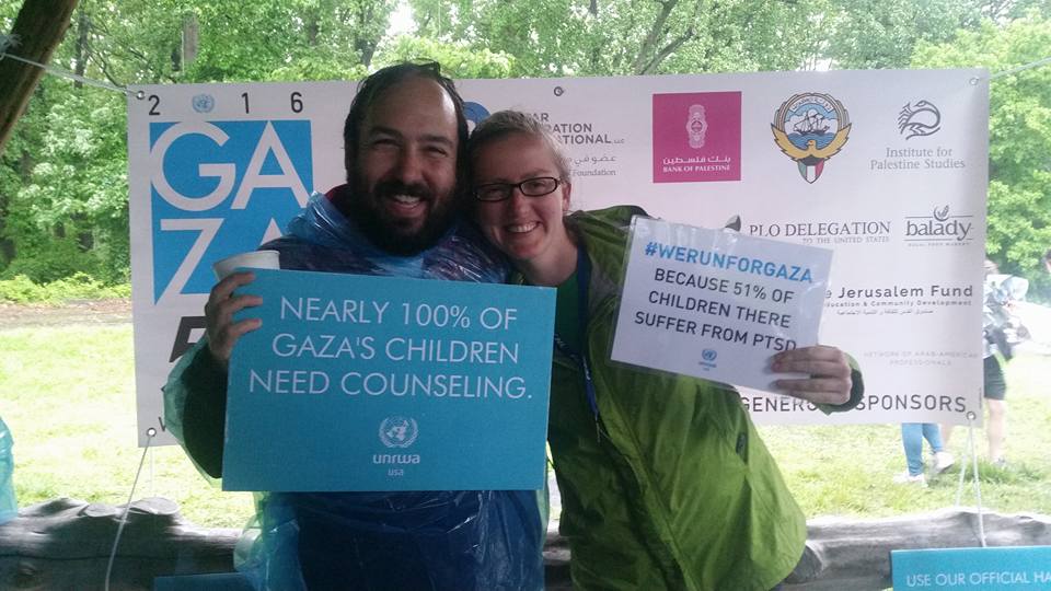 Justin (left) alongside fellow long time UNRWA USA supporter Kate Gould (right) at the 2016 DC Gaza 5K