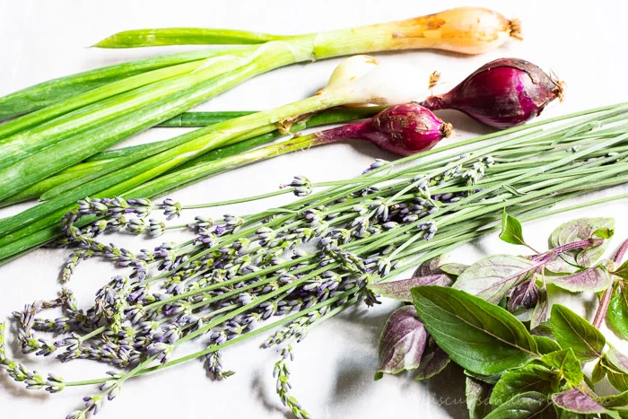Onions, lavender and basil from High Hog Farm