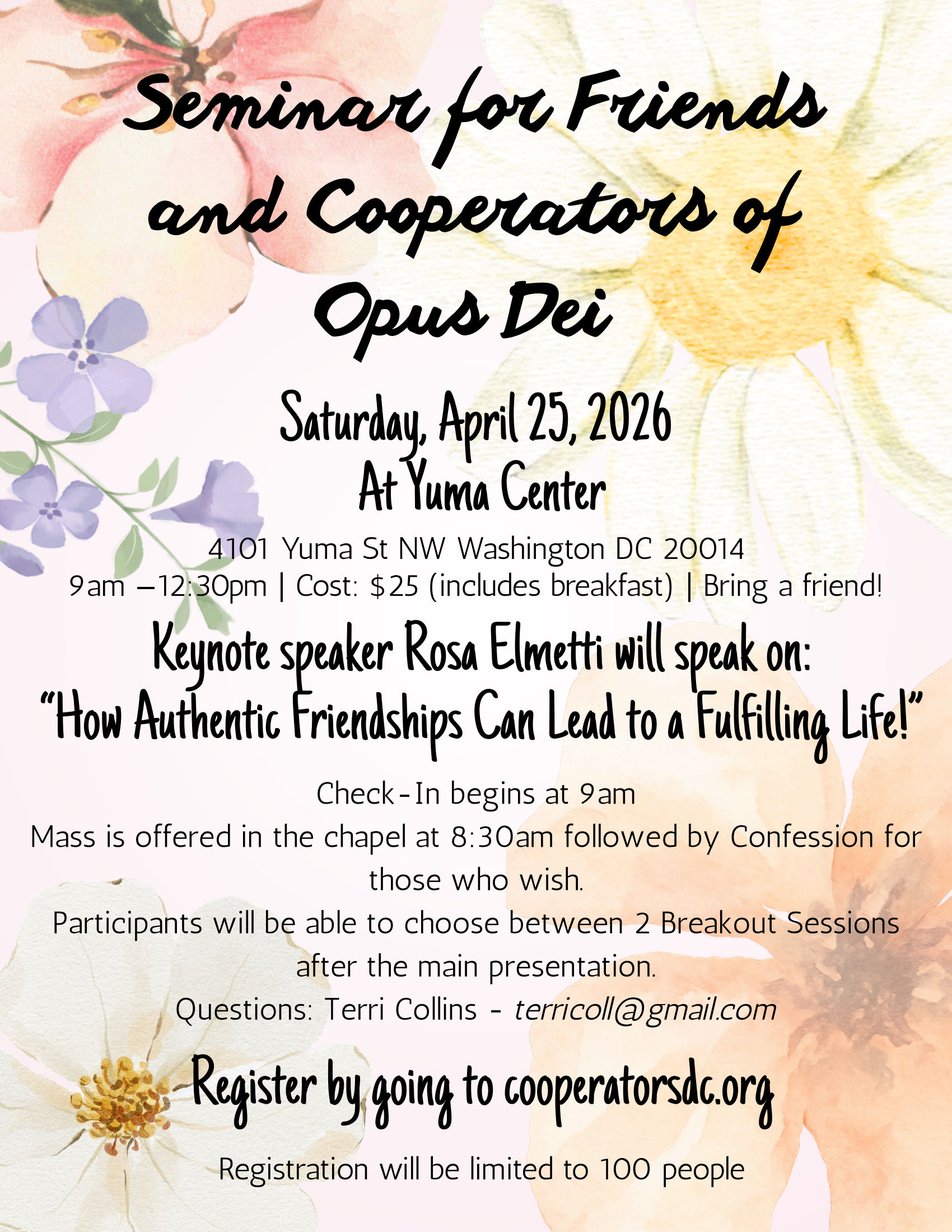 Seminar for Friends and Cooperators of Opus Dei! will take place at Yuma Center on April 25th, 2026