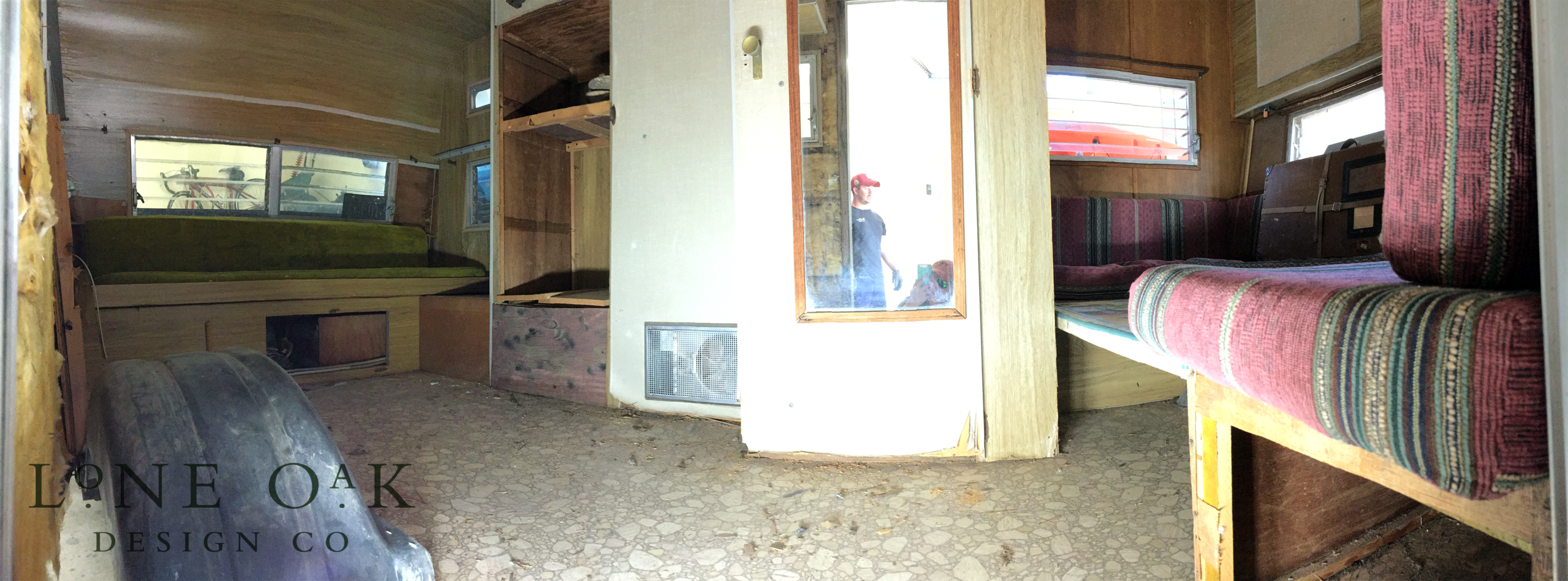 Panoramic view from the door + a perfectly timed pic of Nick creepin' like a 'Squatch.