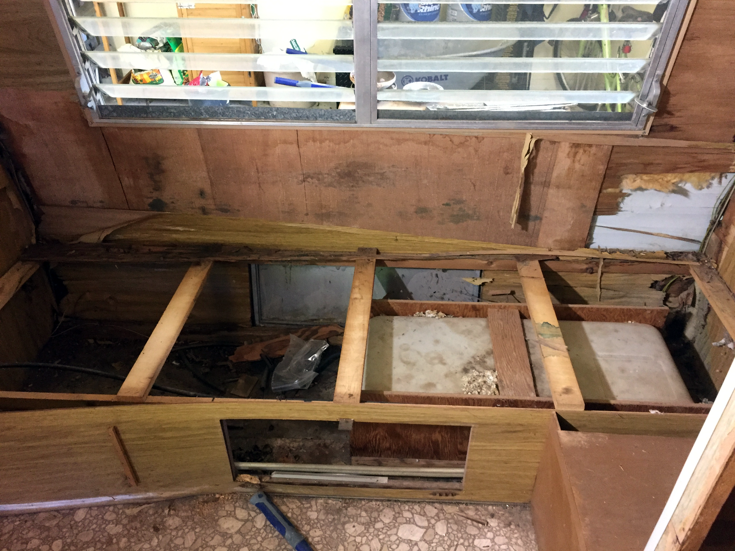 The Cameo Camper Renovation: Demo Day 2 – Thumps &amp; bumps &amp; tetanus, oh my!
