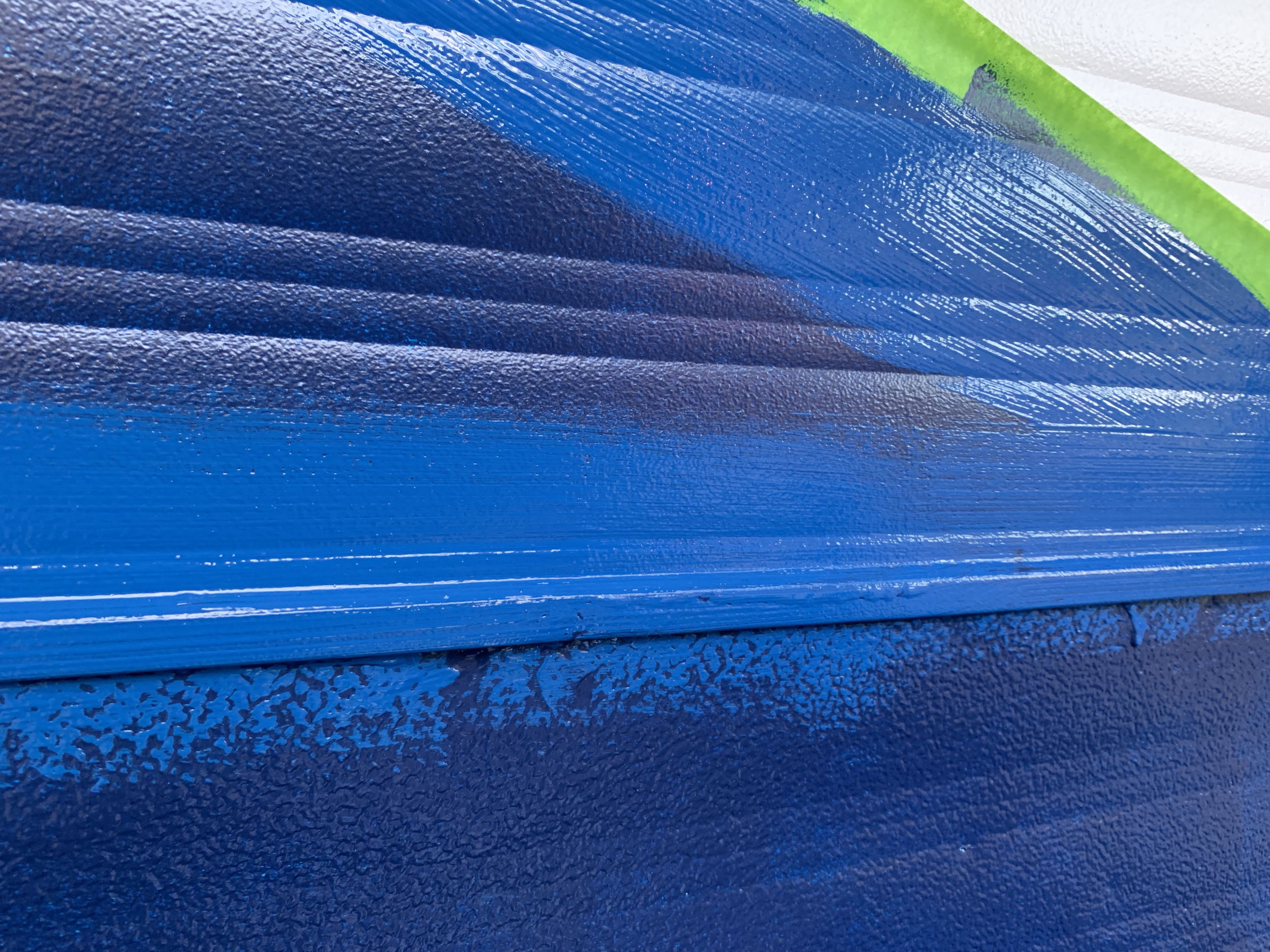 Wet color on top of two coats of dry paint