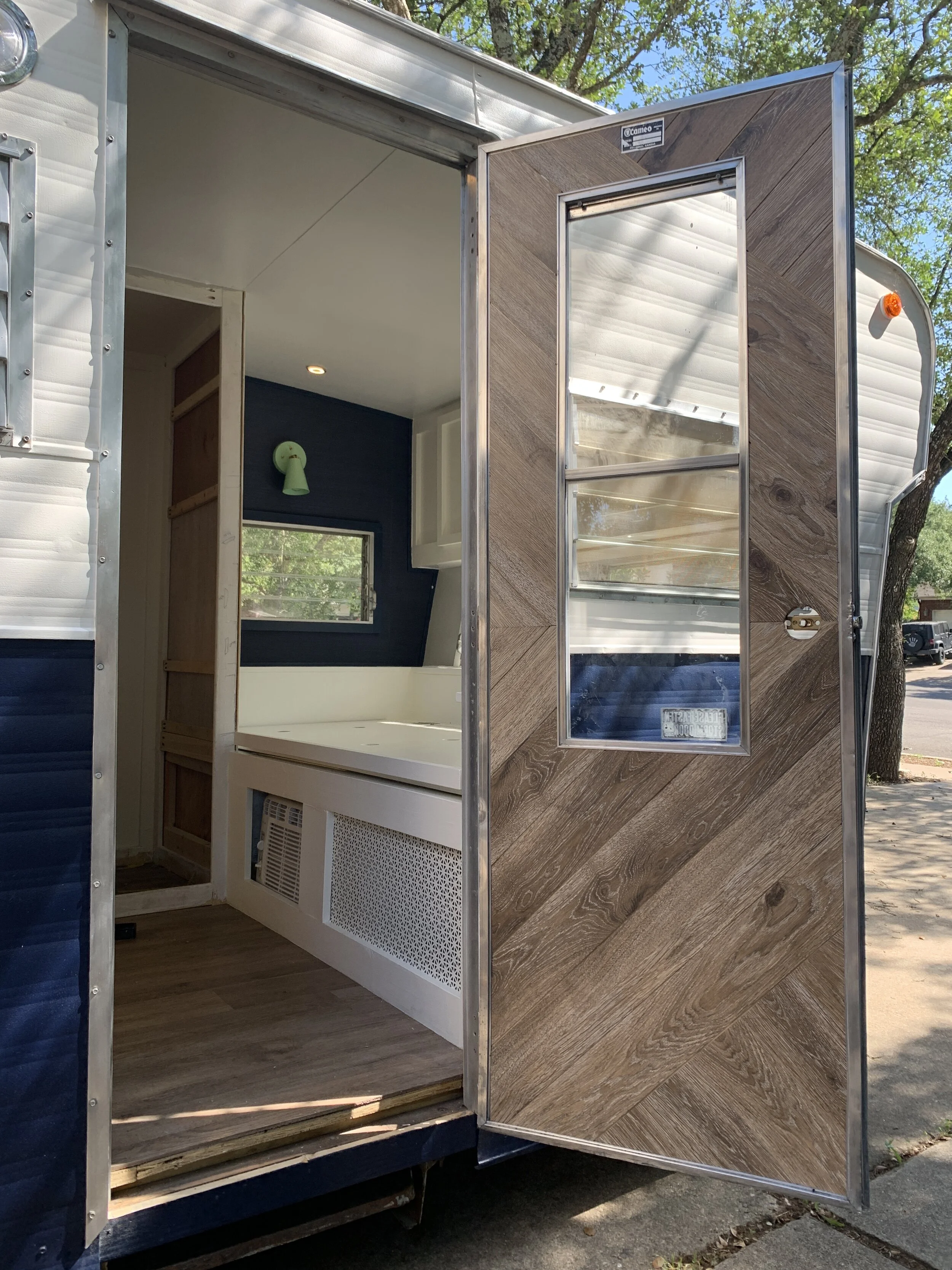 The Cameo Camper Renovation: $10 Interior Camper Door Makeover — Lone ...