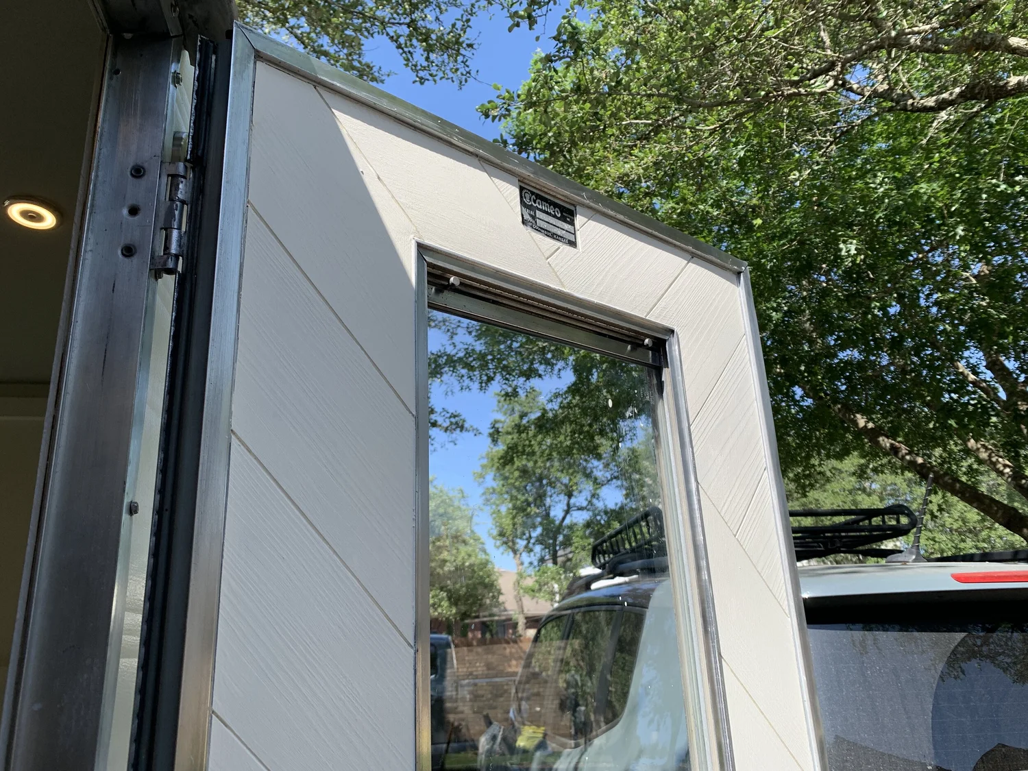 The Cameo Camper Renovation 10 Interior Camper Door Makeover — Lone
