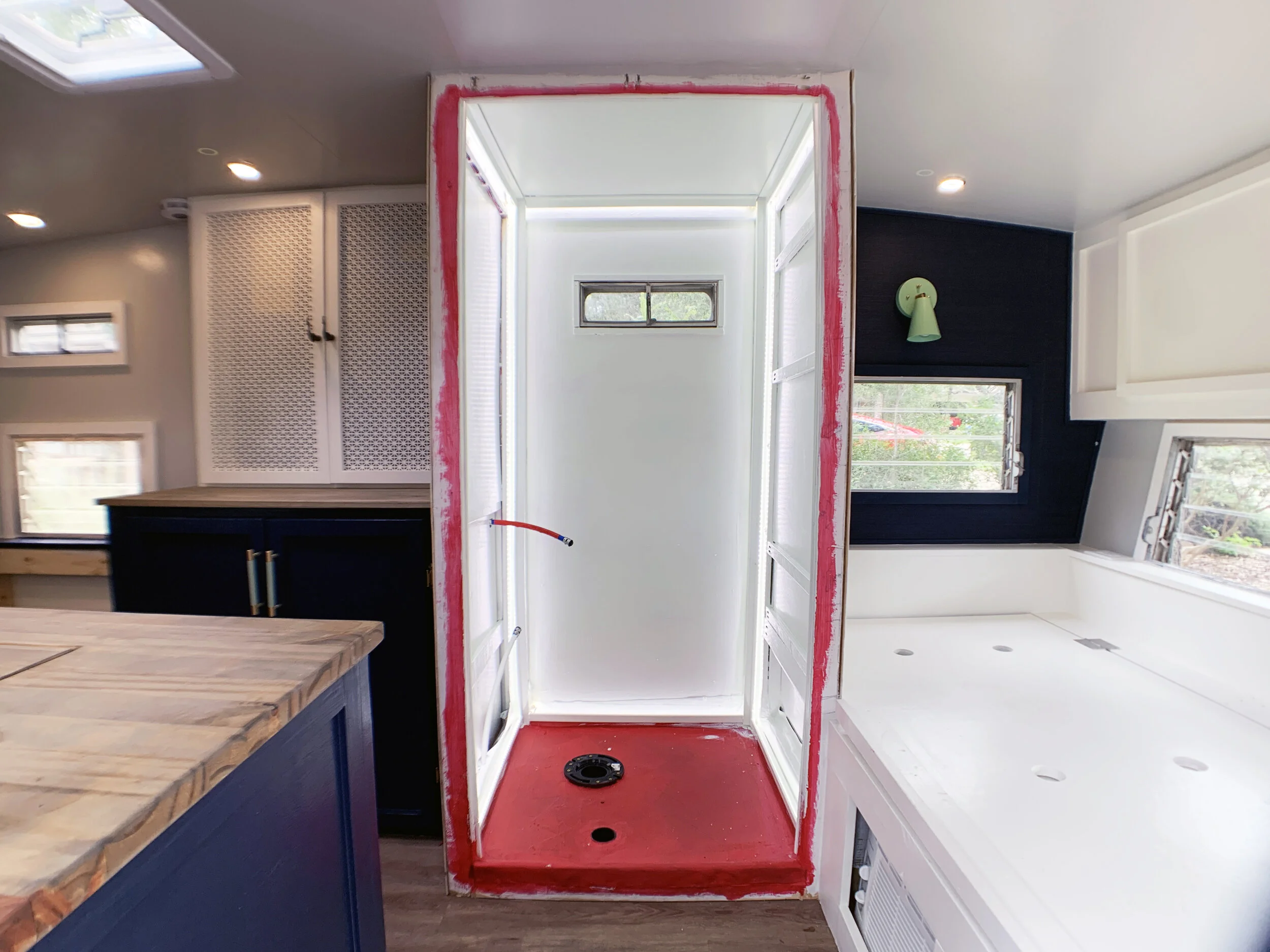 The Cameo Camper Renovation: Backlit Shower Walls Part 3