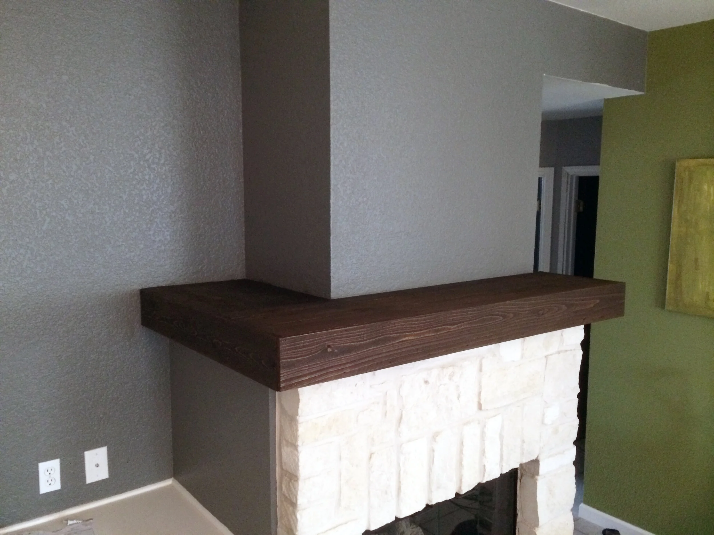 DIY Faux Barn Wood Fireplace Mantel