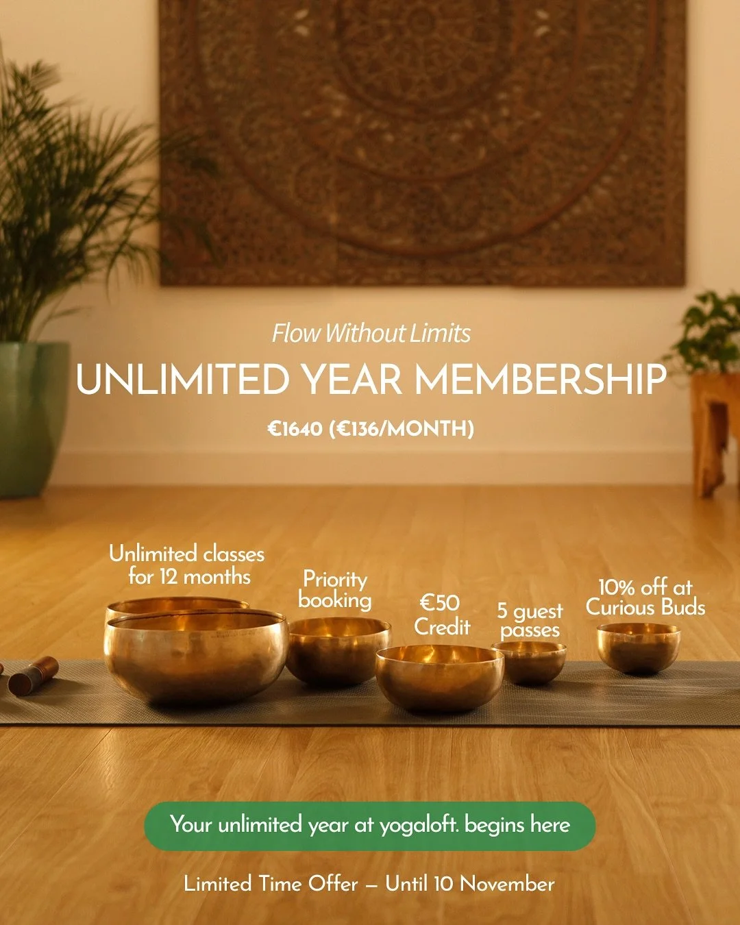 SALE! Unlimited Year Membership - Flow Without Limits. Limited time offer - on sale until 10 November

This year, we wanted to offer even more &mdash; because we want your year to be filled with moments to move, breathe, and laugh together, on and of