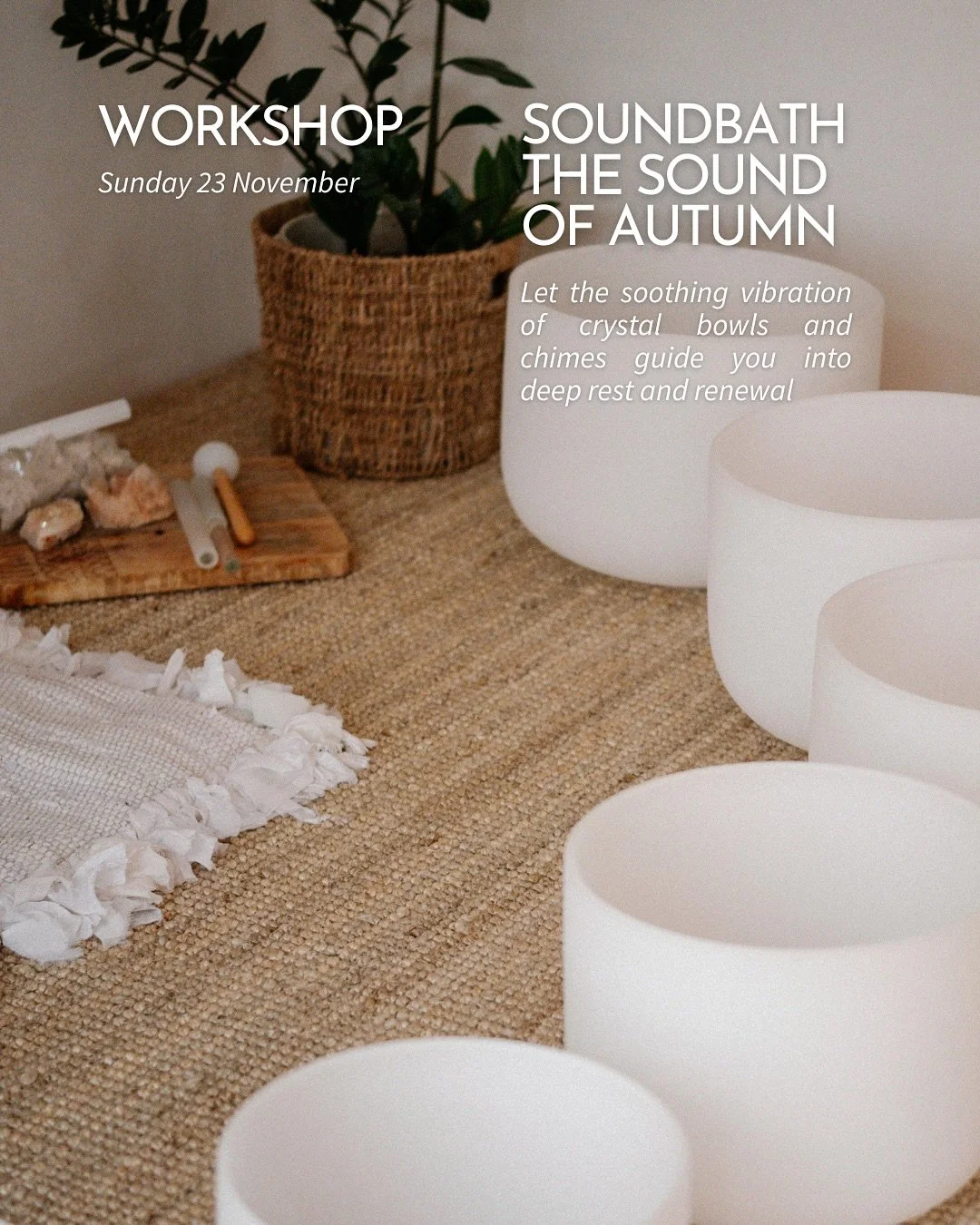 🍂 SOUNDBATH &mdash; THE SOUND OF AUTUMN 🍂
Resonating with Fall&rsquo;s Energy
Join Camilla Sgaravato for an afternoon of deep rest and sound healing &mdash; designed to align you with the transformative energy of autumn💚
This 1.5-hour Soundbath bl