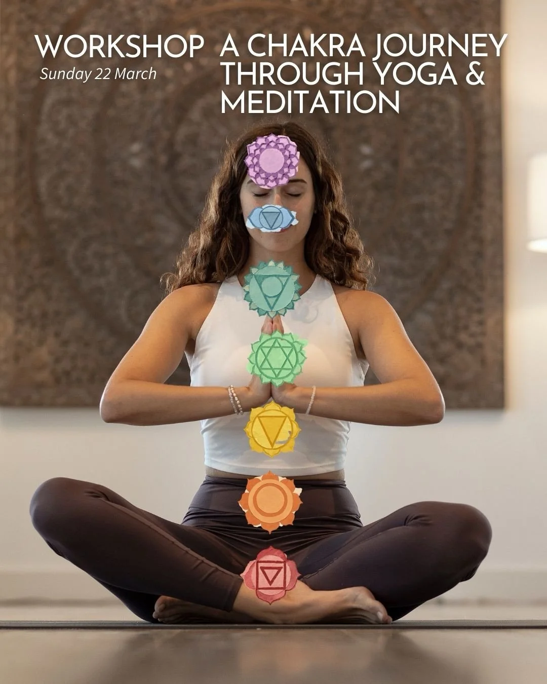 🔮 A CHAKRA JOURNEY THROUGH YOGA &amp; MEDITATION 🔮
A 1.5-Hour Immersive Workshop with Cl&agrave;udia Gavi
The chakra system offers a powerful map of our inner landscape &mdash; from grounding and stability to intuition and higher awareness.
In this