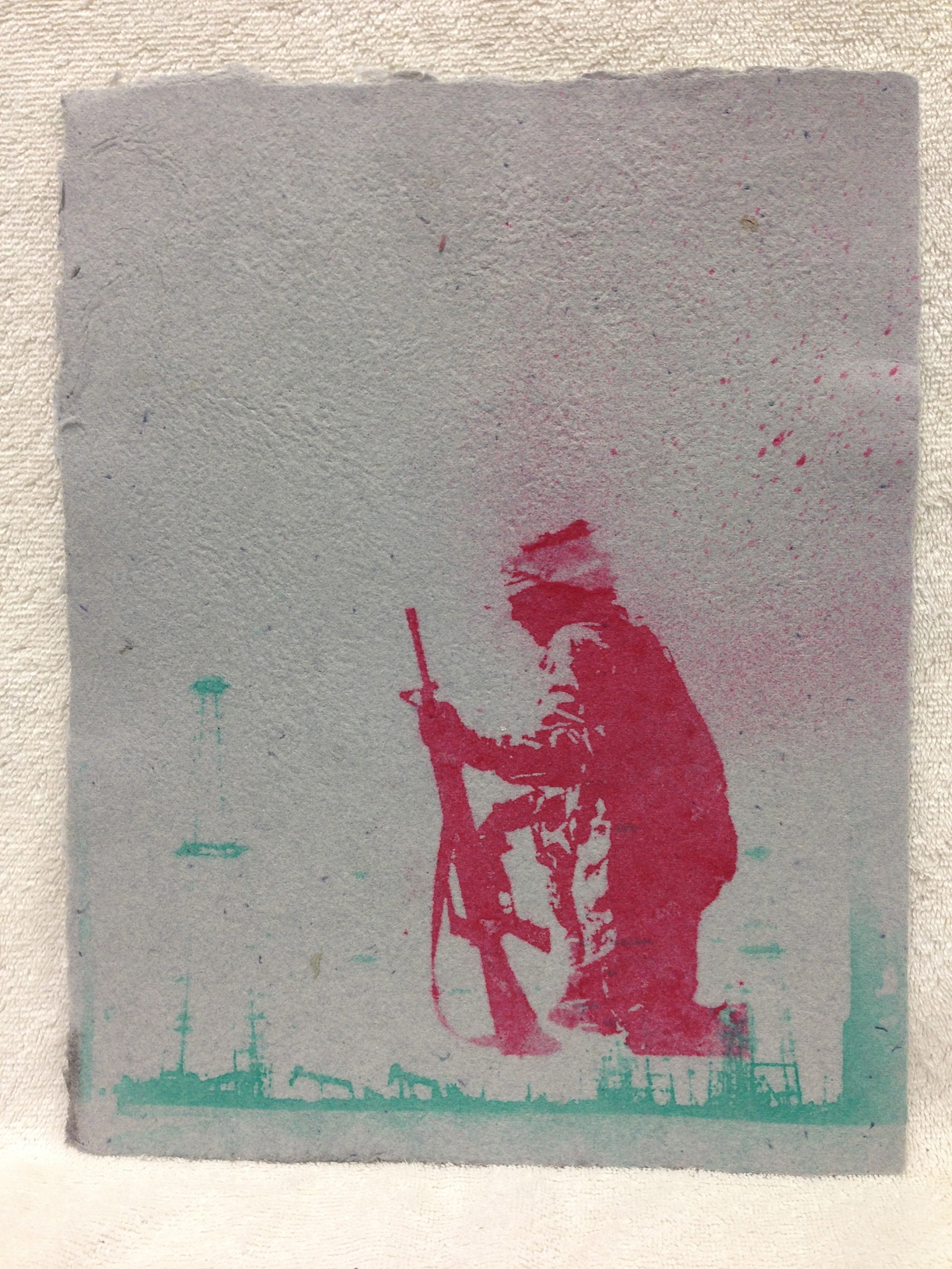 Anonymous _Untitled_ 2013 Pulp Spray on Handmade paper from military uniforms 11 x 14 IMG_0978.jpg