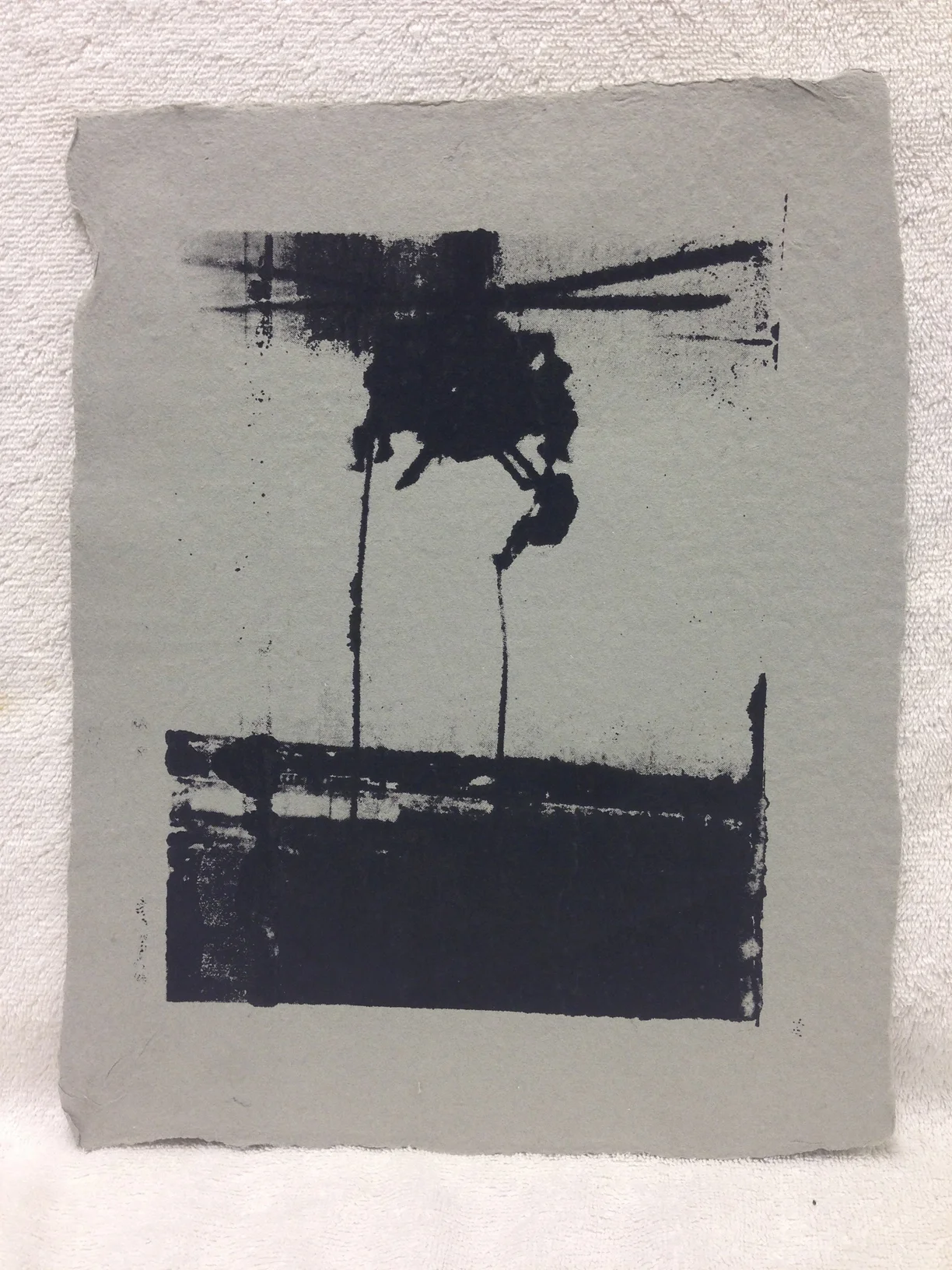 Diego Rivera Army - Iraq _Untitled_ 2012 Silkscreen on Handmade Paper from military uniforms 14 x 11 Montclair State University Workshop IMG_0940.jpg